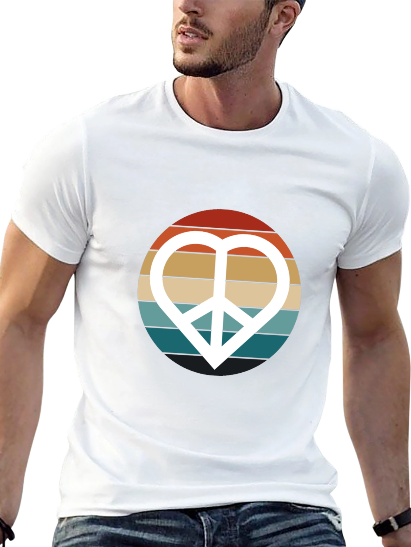 Retro Peace Sign Heart Graphic T-Shirt