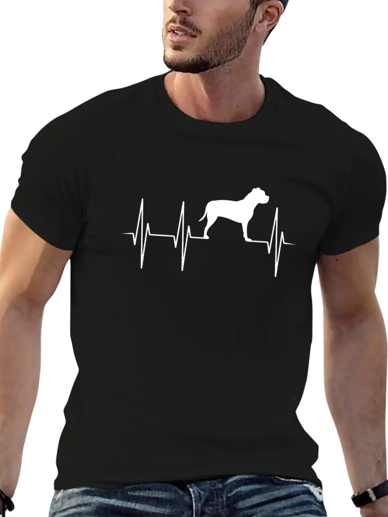 Staffordshire Terrier Fighting Dog Heartbeat Gift Essential Cotton Tee For Daily Outfits – Unisex Style