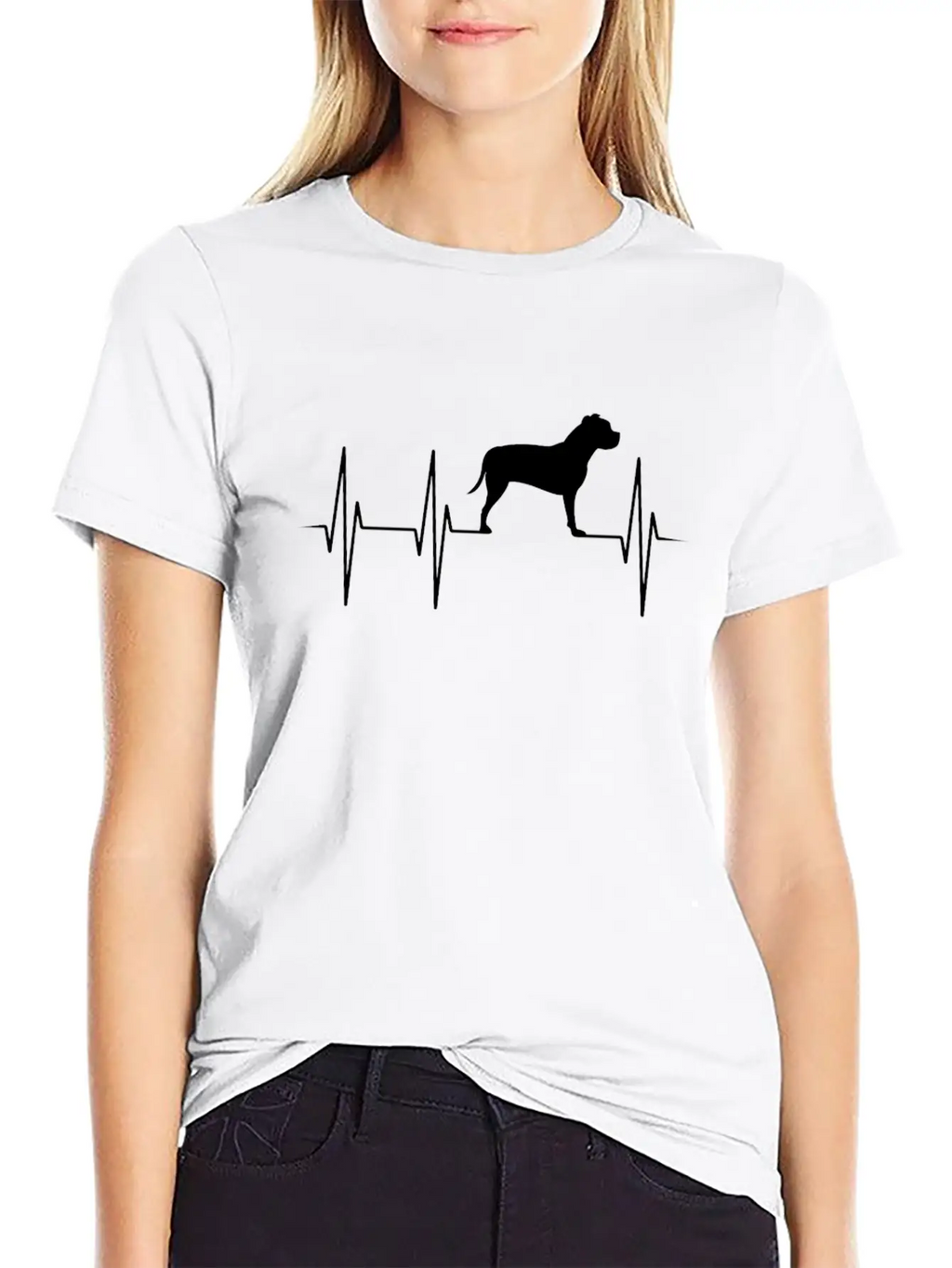 Staffordshire Terrier Fighting Dog Heartbeat Gift Essential Cotton Tee For Daily Outfits – Unisex Style