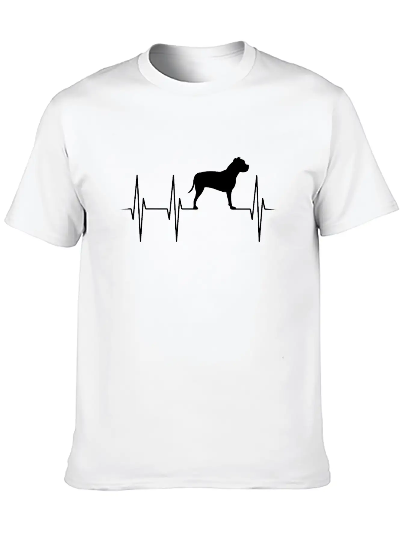 Staffordshire Terrier Fighting Dog Heartbeat Gift Essential Cotton Tee For Daily Outfits – Unisex Style