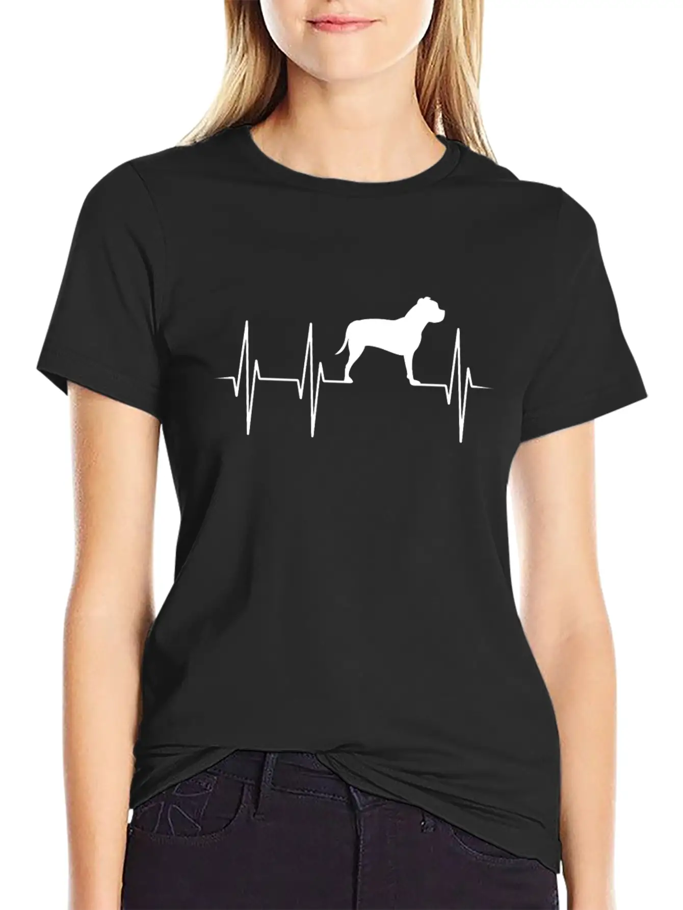 Staffordshire Terrier Fighting Dog Heartbeat Gift Essential Cotton Tee For Daily Outfits – Unisex Style
