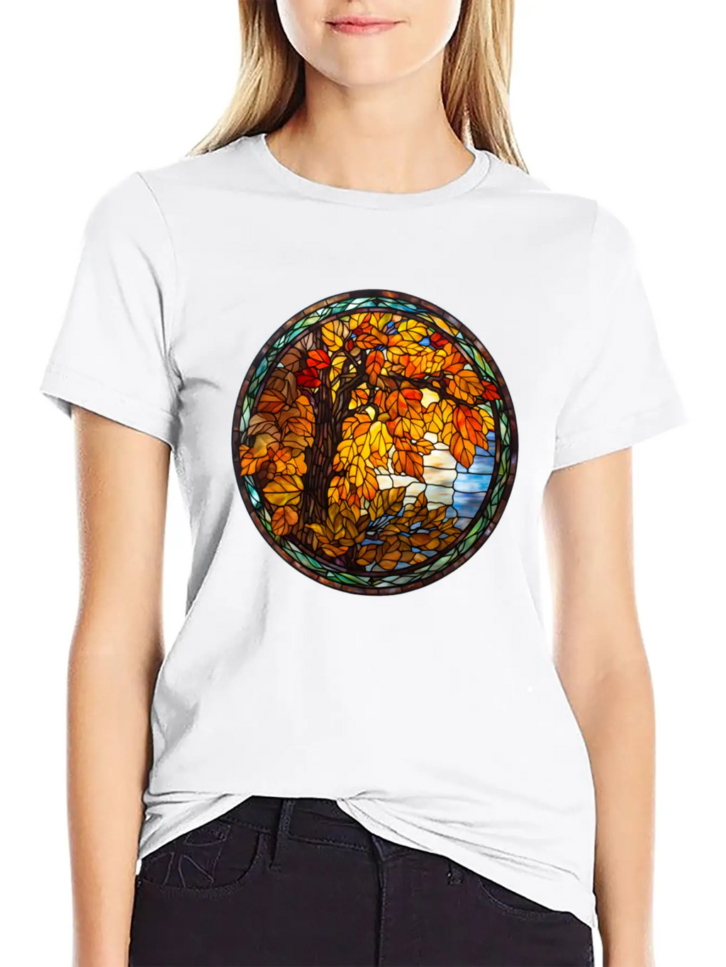 Stained-Glass-Fall-Pumpkin Unisex Casual T-Shirt – Clean Design For Daily Comfort