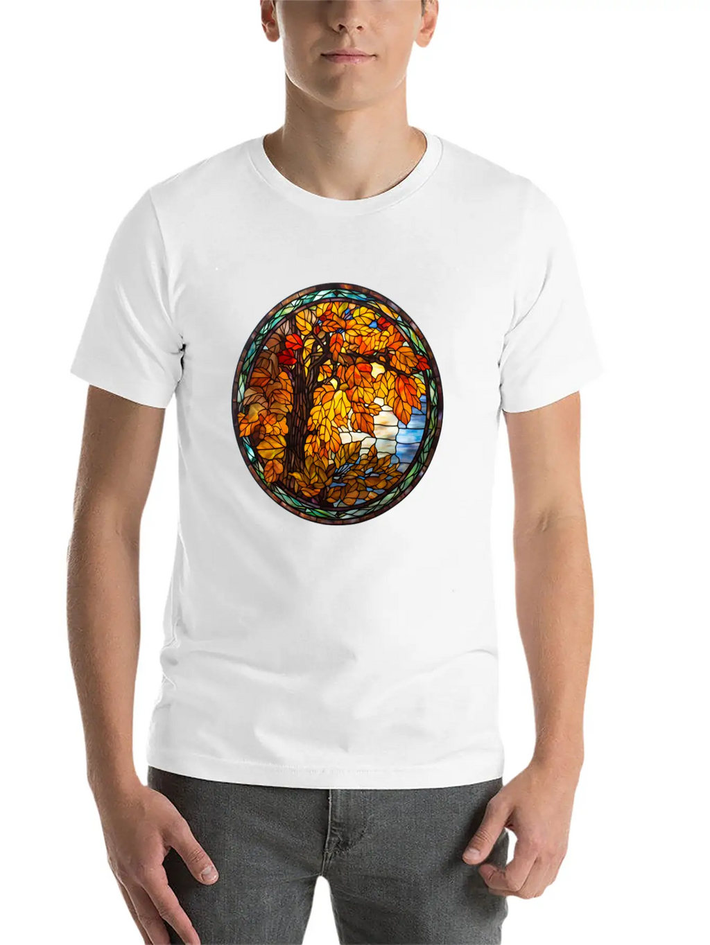 Stained-Glass-Fall-Pumpkin Unisex Casual T-Shirt – Clean Design For Daily Comfort