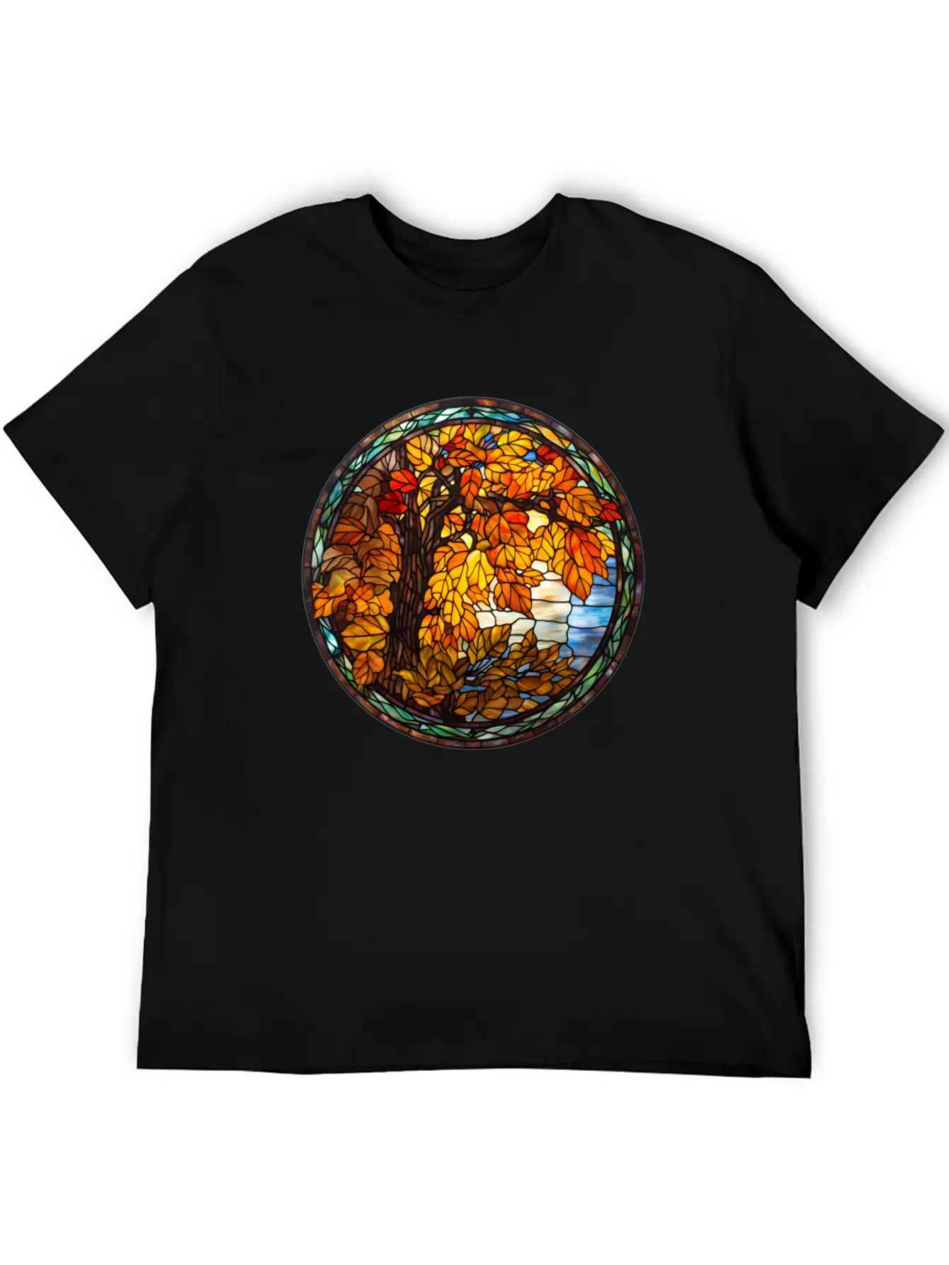 Stained-Glass-Fall-Pumpkin Unisex Casual T-Shirt – Clean Design For Daily Comfort