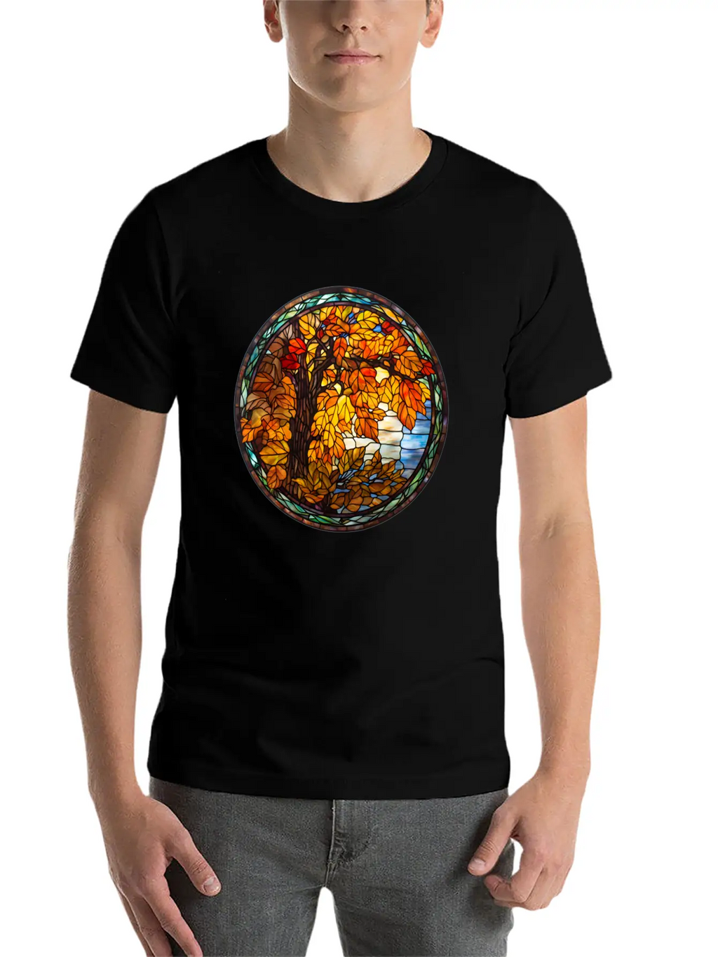 Stained-Glass-Fall-Pumpkin Unisex Casual T-Shirt – Clean Design For Daily Comfort
