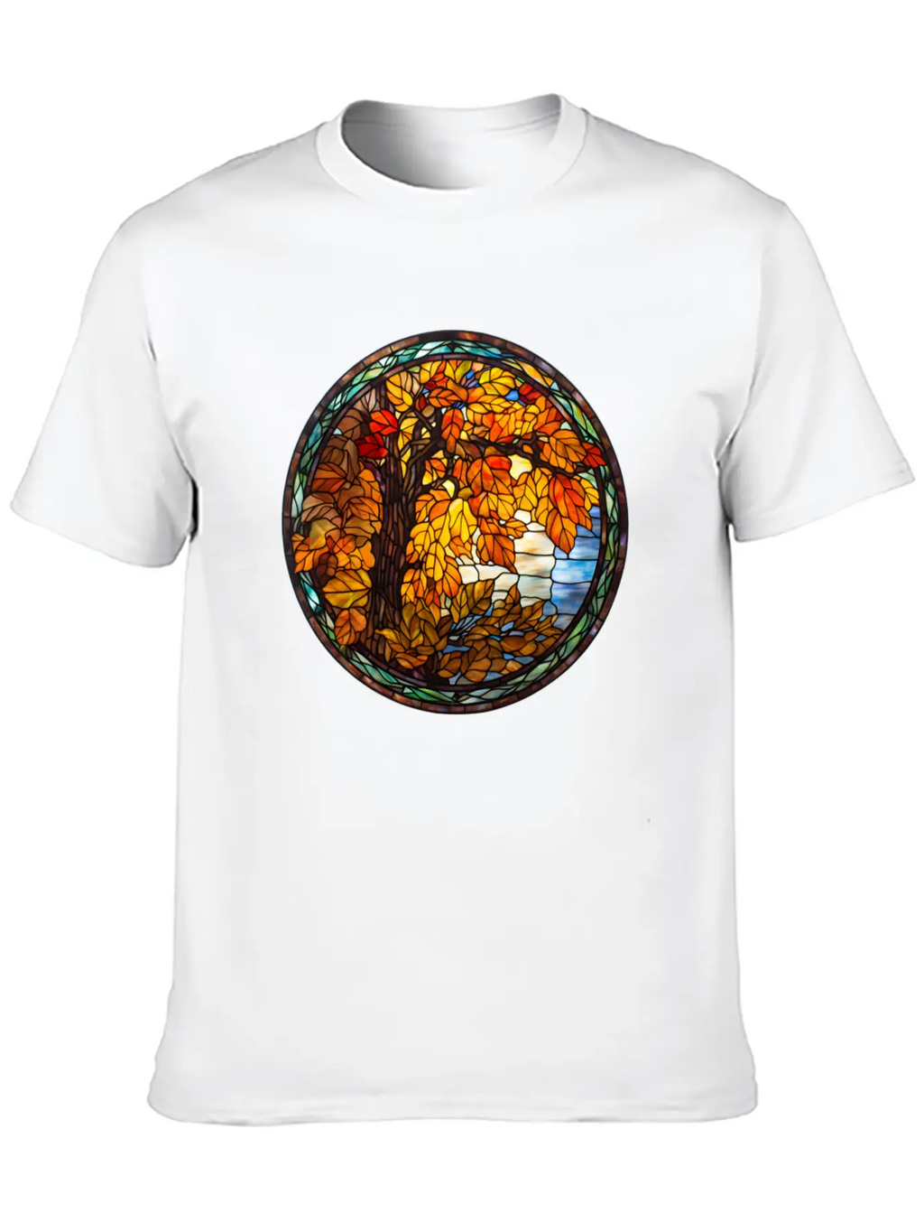 Stained-Glass-Fall-Pumpkin Unisex Casual T-Shirt – Clean Design For Daily Comfort