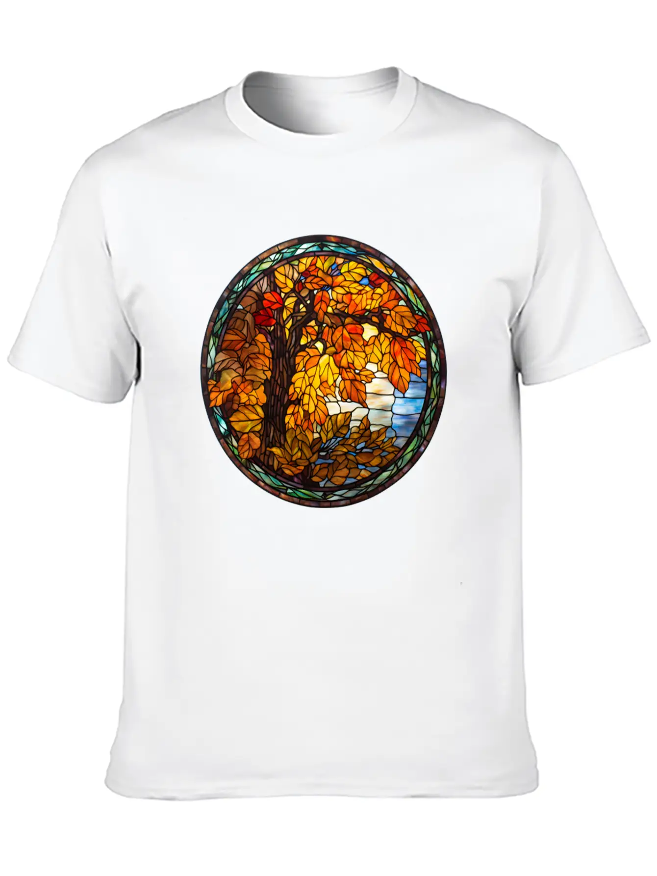 Stained-Glass-Fall-Pumpkin Unisex Casual T-Shirt – Clean Design For Daily Comfort