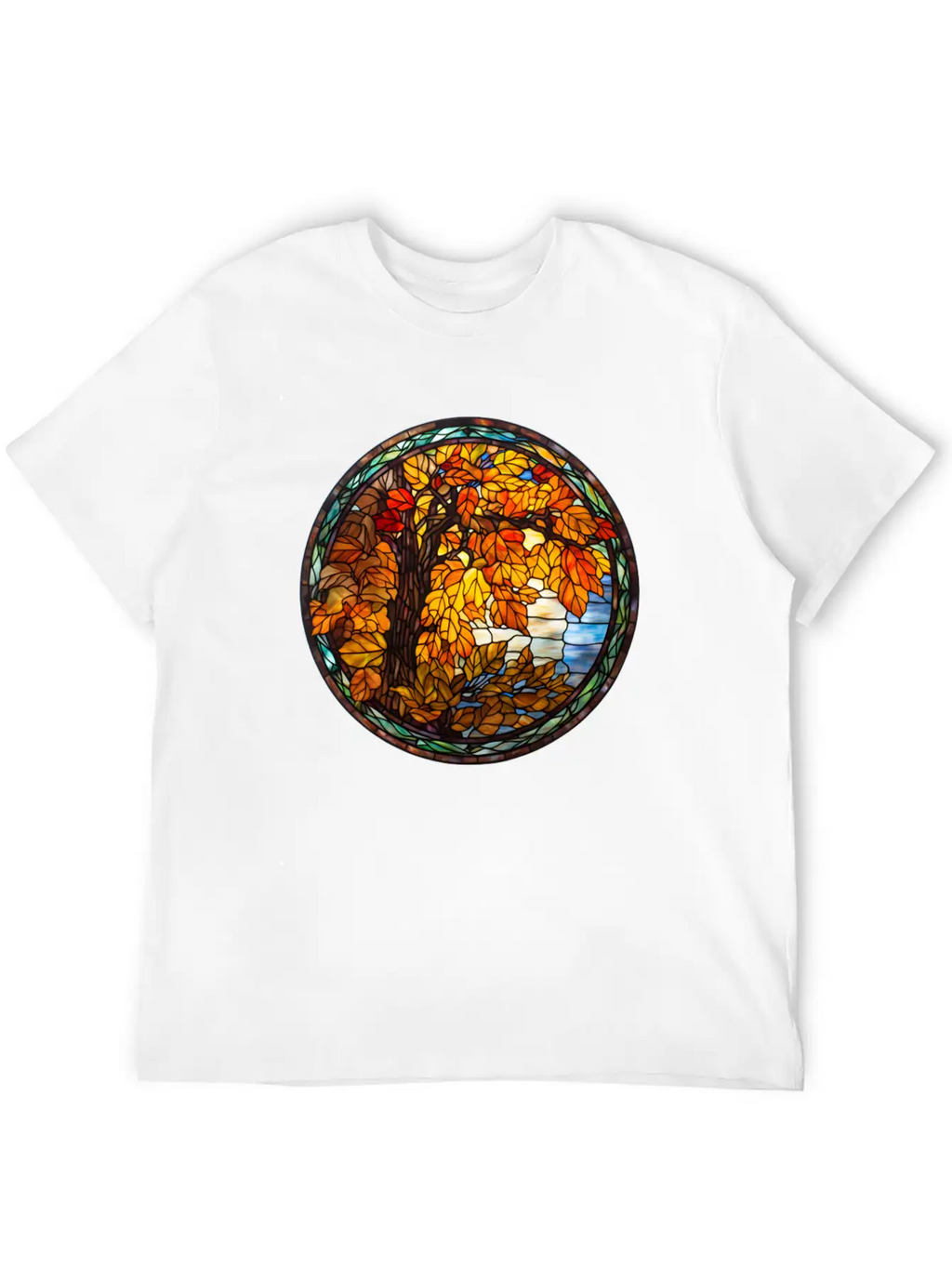 Stained-Glass-Fall-Pumpkin Unisex Casual T-Shirt – Clean Design For Daily Comfort