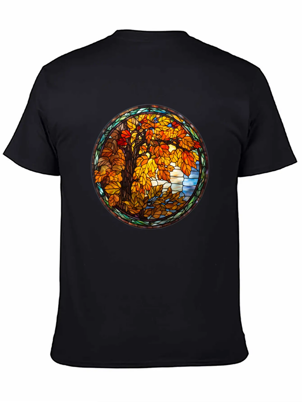 Stained-Glass-Fall-Pumpkin Unisex Casual T-Shirt – Clean Design For Daily Comfort