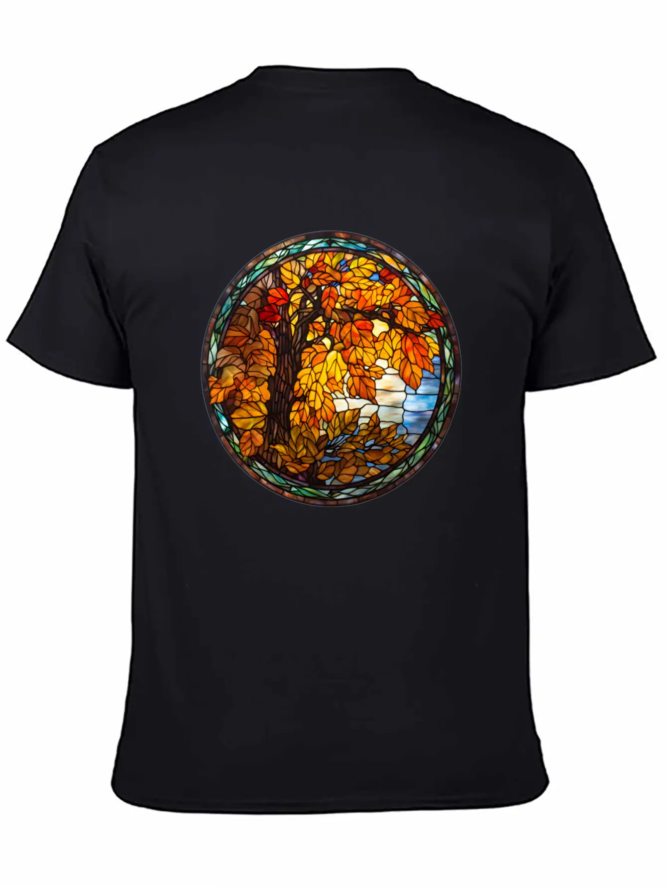 Stained-Glass-Fall-Pumpkin Unisex Casual T-Shirt – Clean Design For Daily Comfort