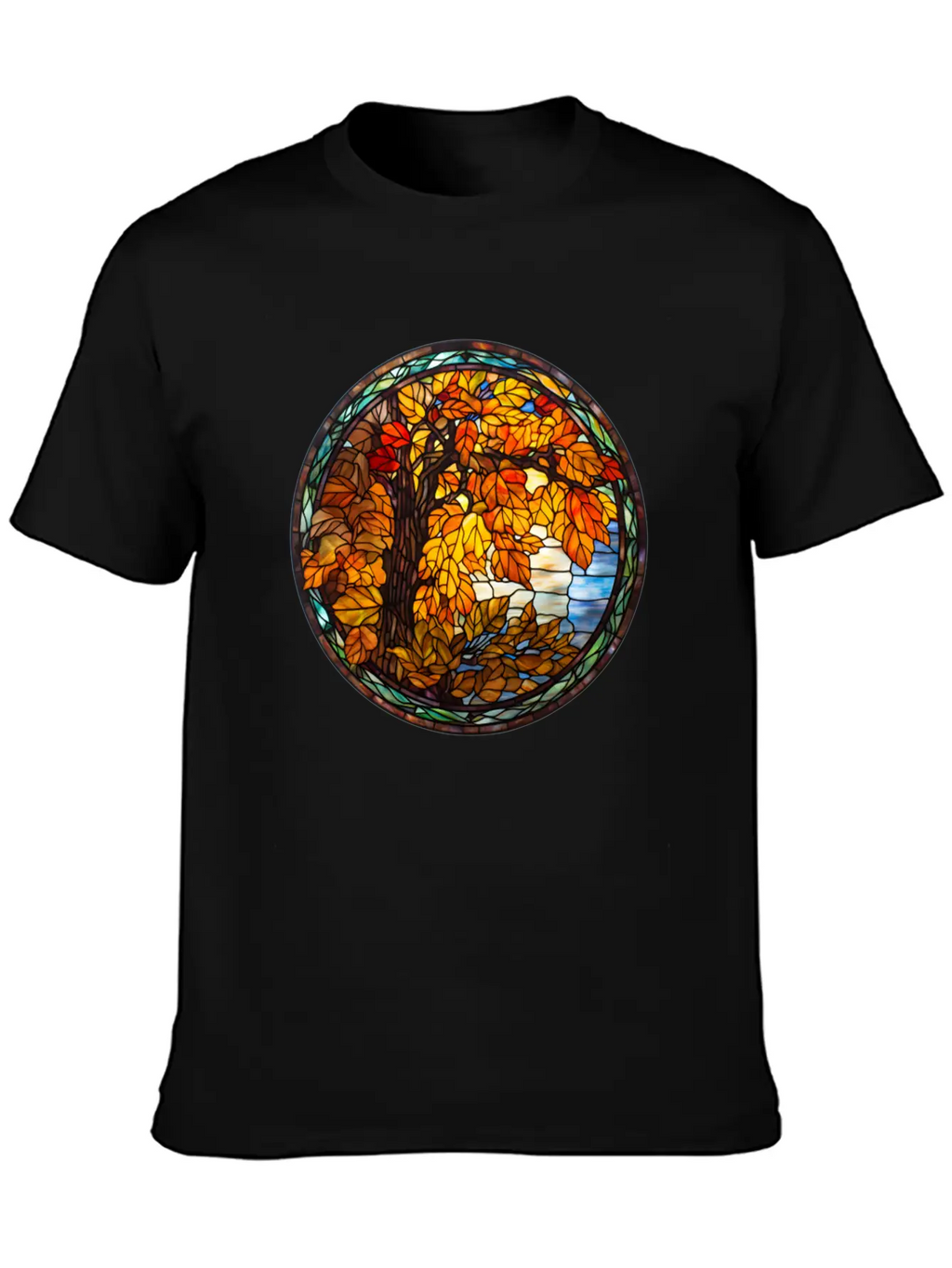 Stained-Glass-Fall-Pumpkin Unisex Casual T-Shirt – Clean Design For Daily Comfort