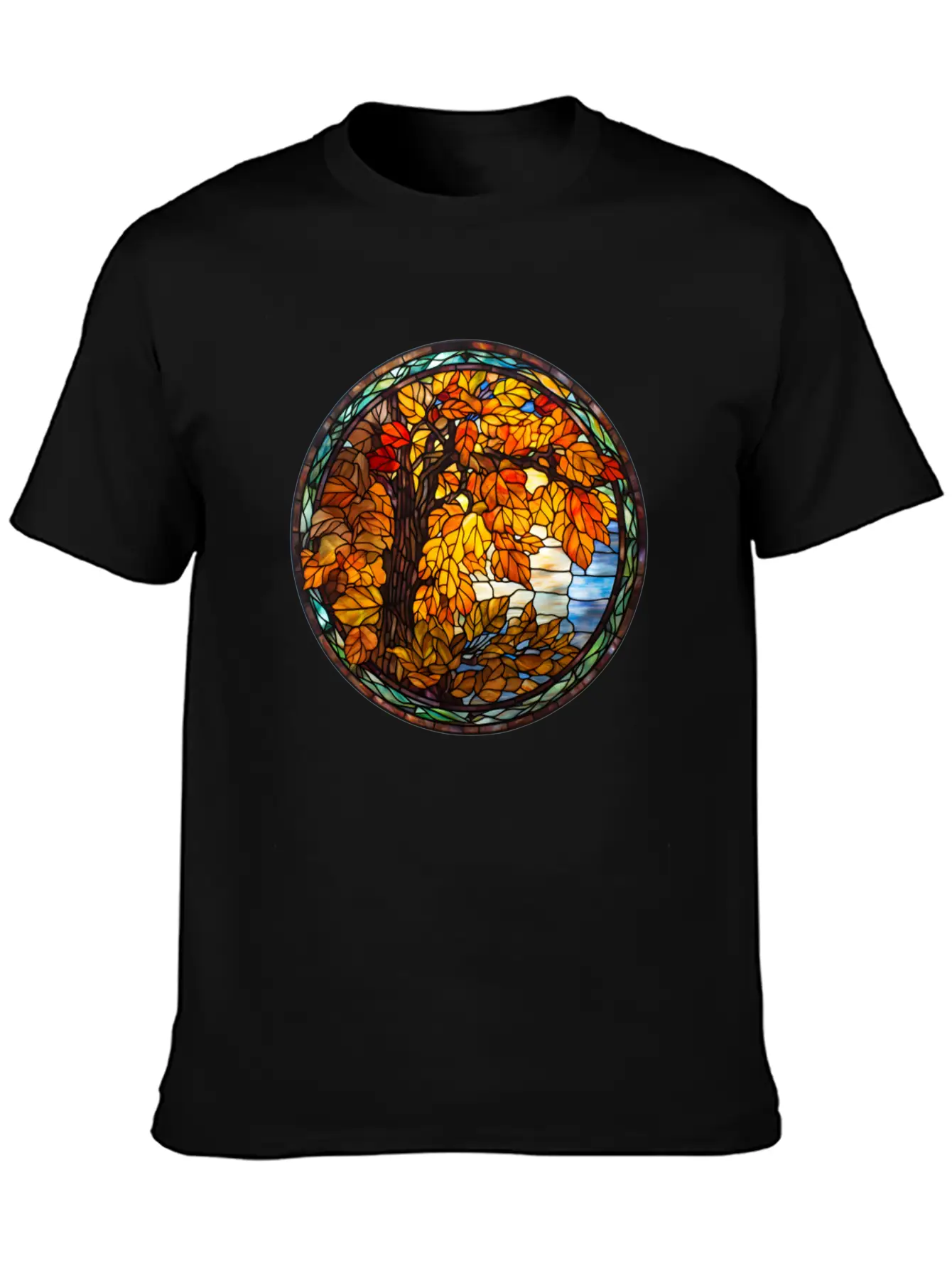 Stained-Glass-Fall-Pumpkin Unisex Casual T-Shirt – Clean Design For Daily Comfort