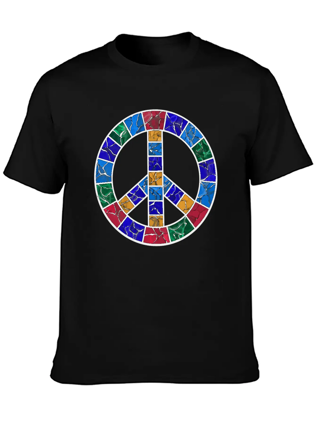 Stained Glass Peace Symbol Stylish Everyday T-Shirt – Unisex Basic Cotton Tee