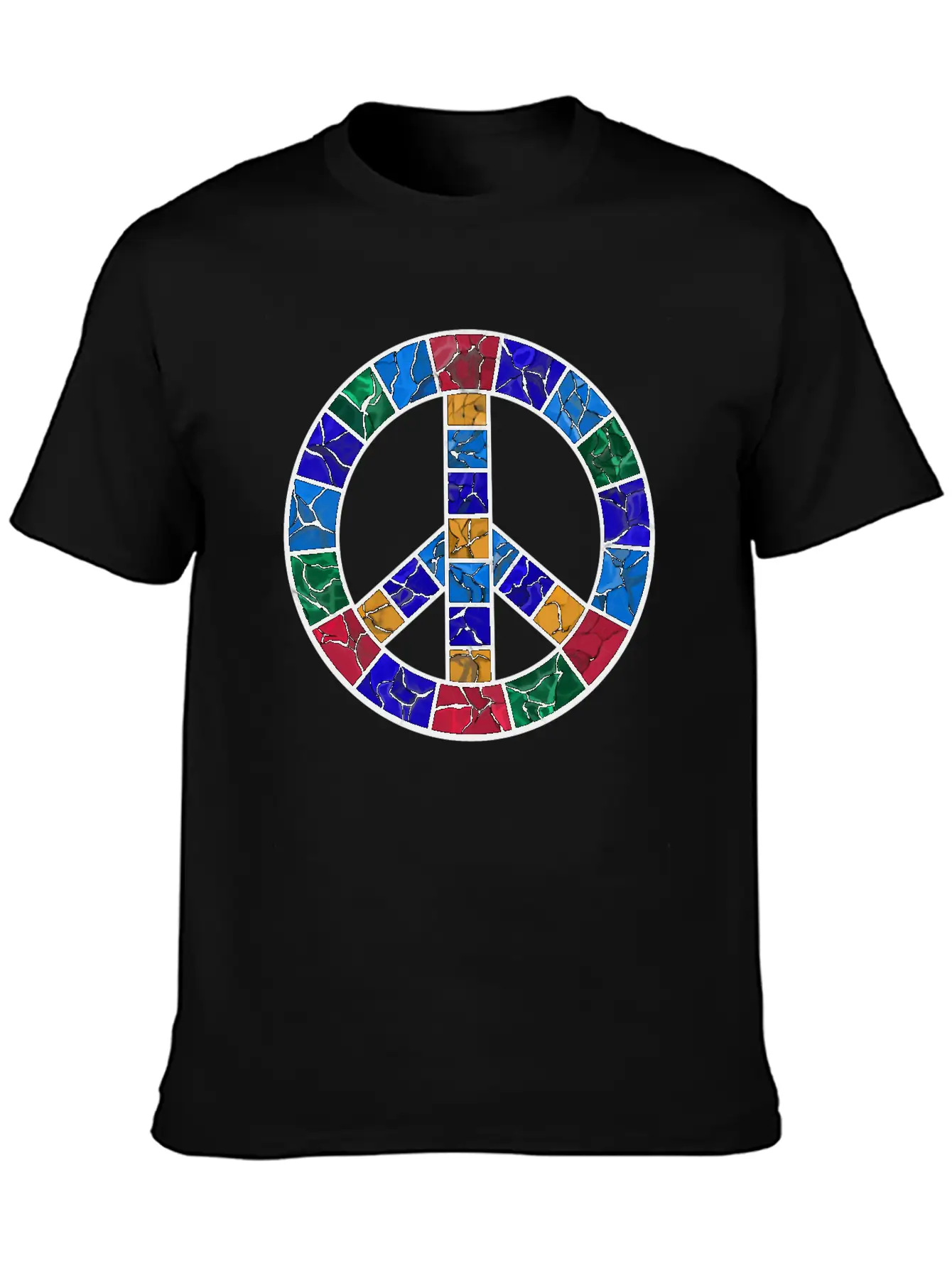 Stained Glass Peace Symbol Stylish Everyday T-Shirt – Unisex Basic Cotton Tee