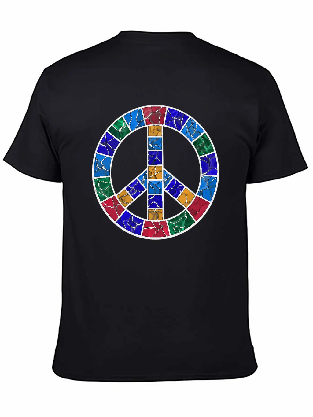 Stained Glass Peace Symbol Stylish Everyday T-Shirt – Unisex Basic Cotton Tee