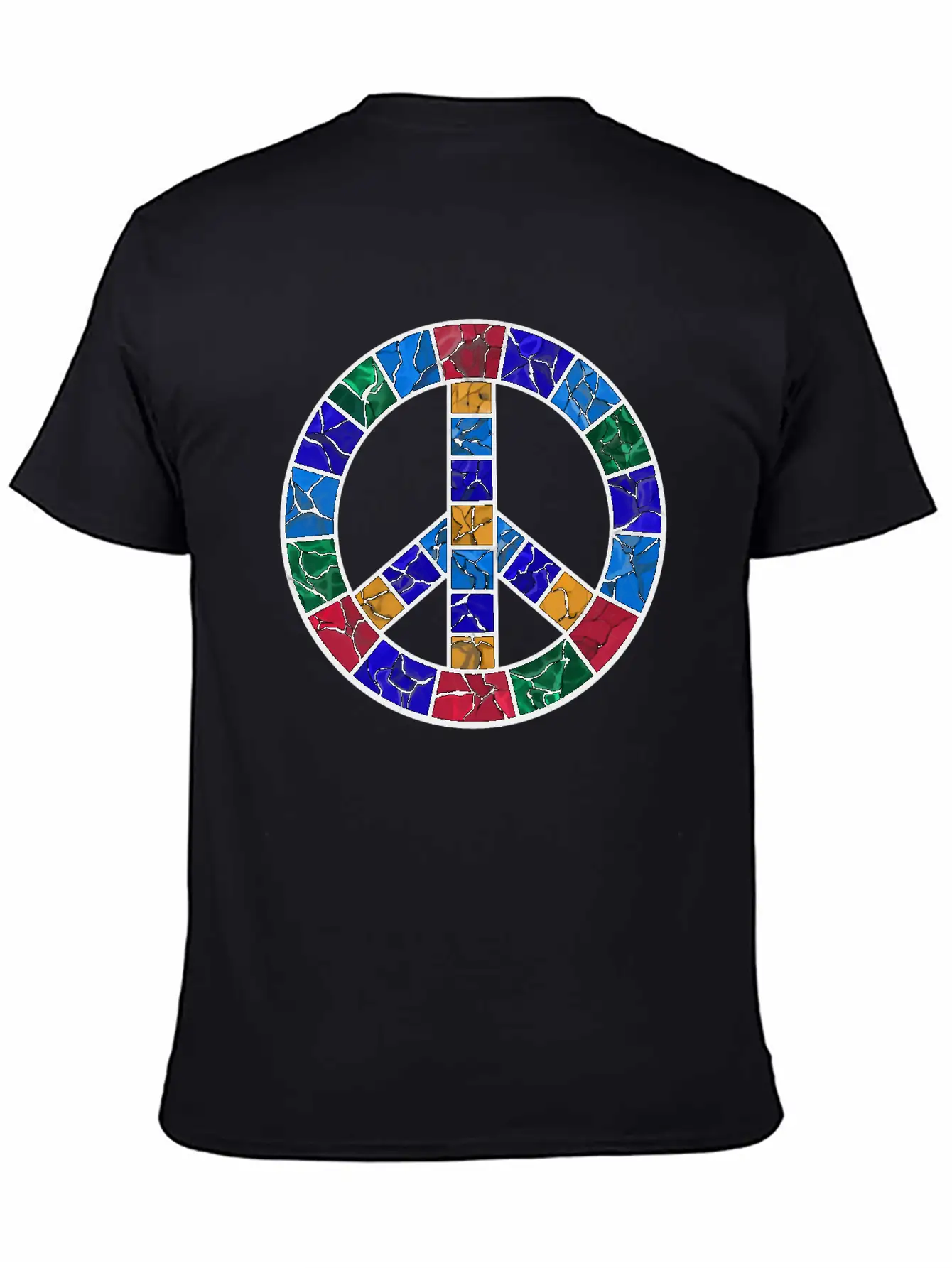 Stained Glass Peace Symbol Stylish Everyday T-Shirt – Unisex Basic Cotton Tee