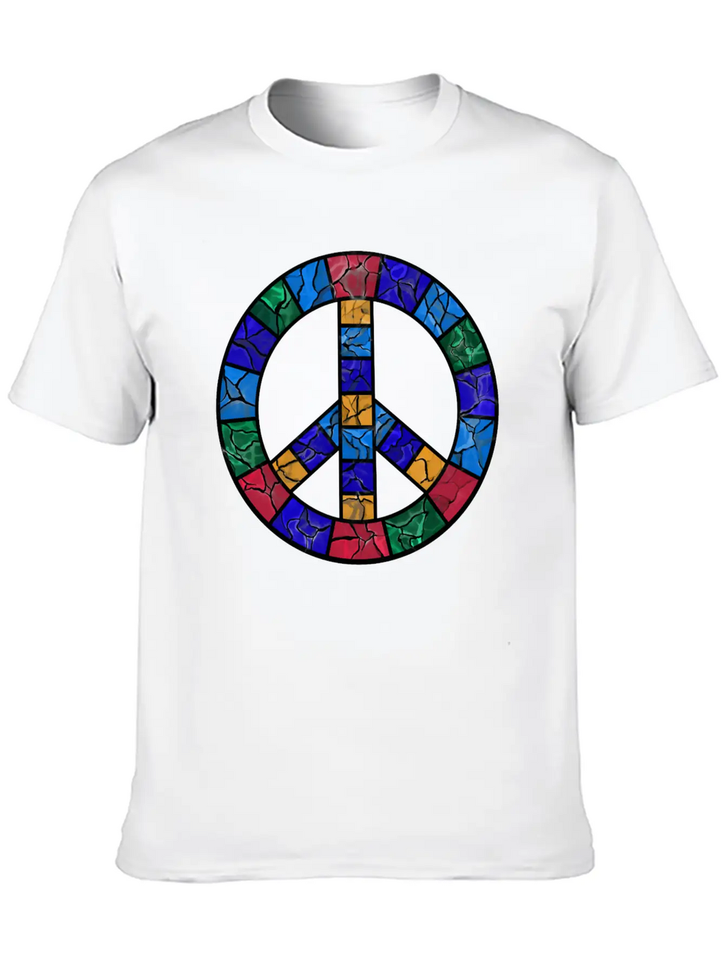 Stained Glass Peace Symbol Stylish Everyday T-Shirt – Unisex Basic Cotton Tee