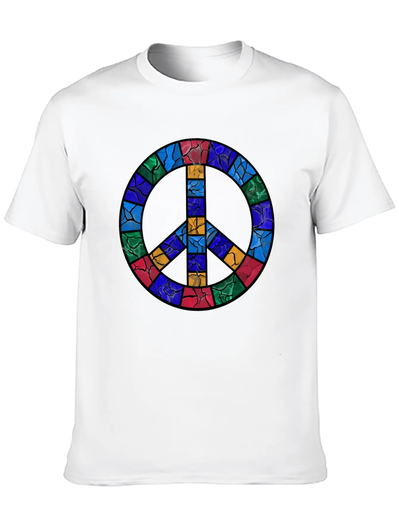 Stained Glass Peace Symbol Stylish Everyday T-Shirt – Unisex Basic Cotton Tee