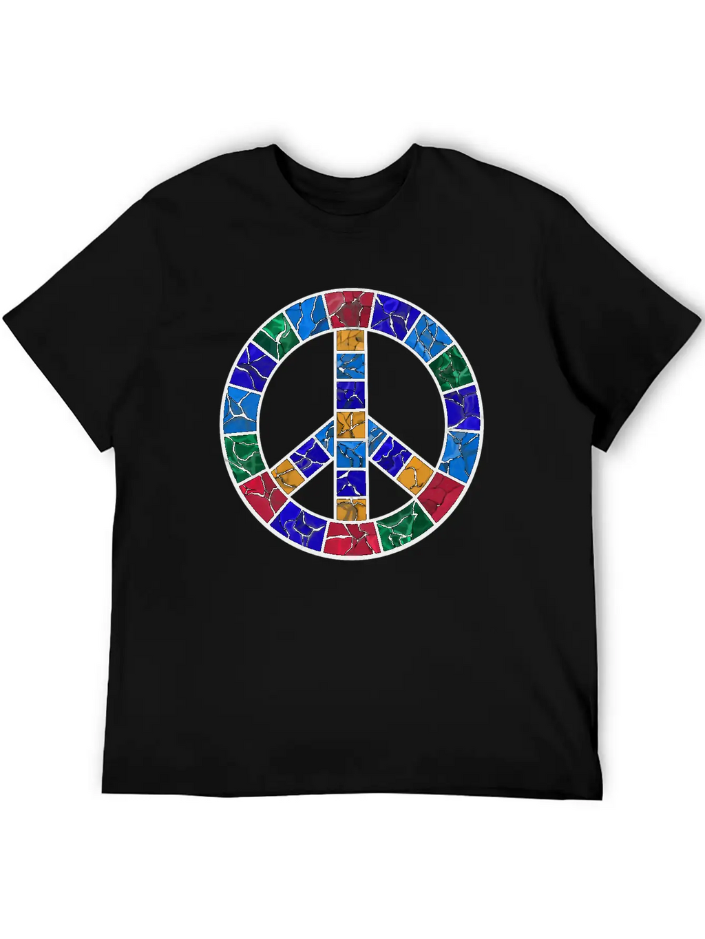 Stained Glass Peace Symbol Stylish Everyday T-Shirt – Unisex Basic Cotton Tee