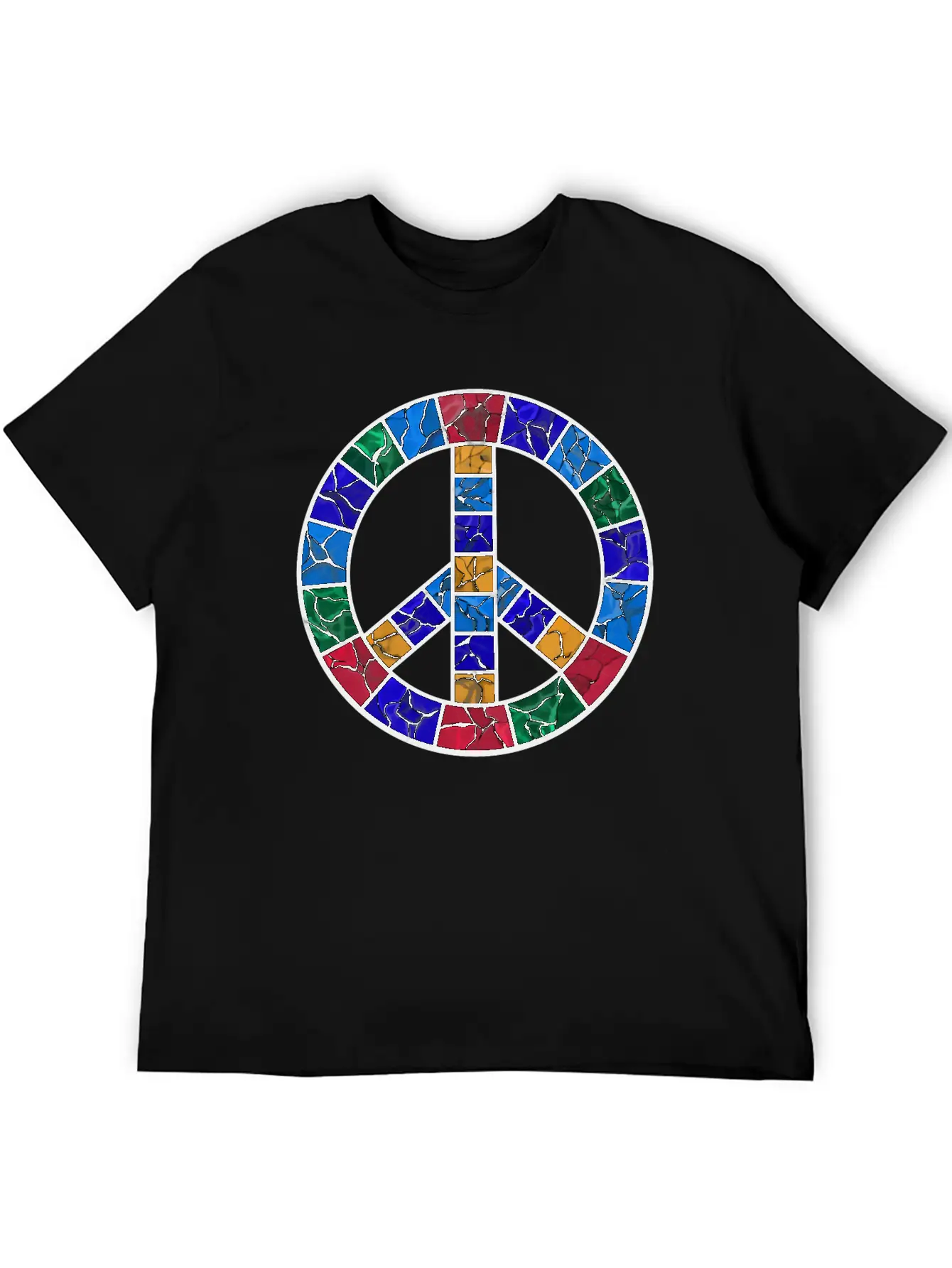 Stained Glass Peace Symbol Stylish Everyday T-Shirt – Unisex Basic Cotton Tee