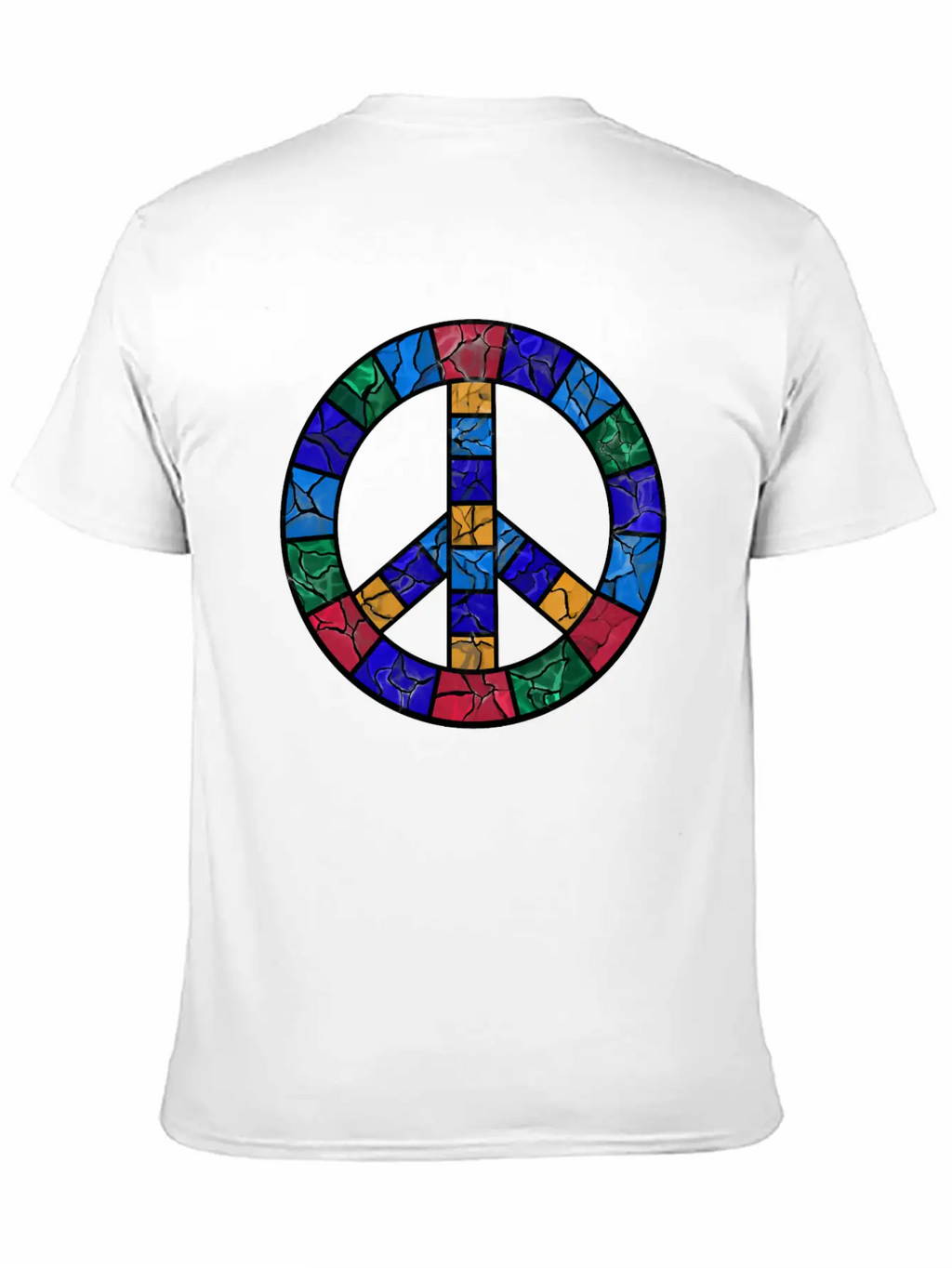Stained Glass Peace Symbol Stylish Everyday T-Shirt – Unisex Basic Cotton Tee