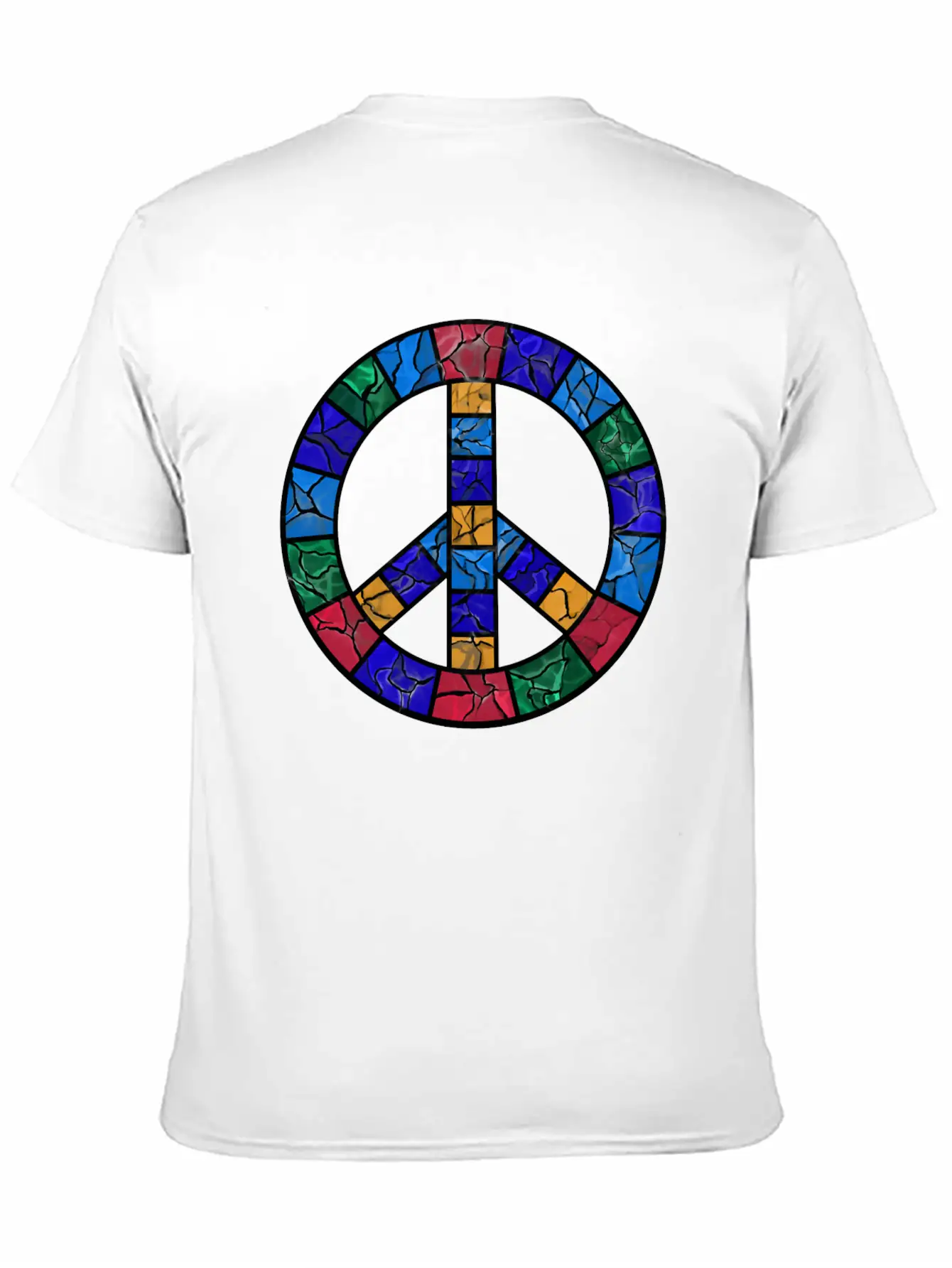 Stained Glass Peace Symbol Stylish Everyday T-Shirt – Unisex Basic Cotton Tee