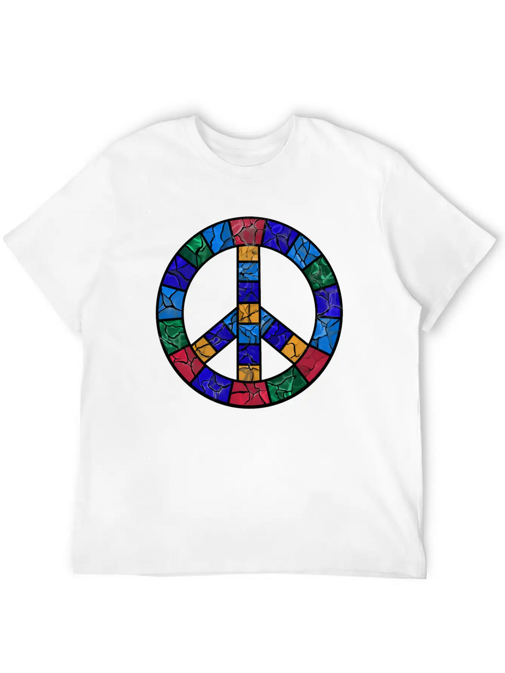 Stained Glass Peace Symbol Stylish Everyday T-Shirt – Unisex Basic Cotton Tee