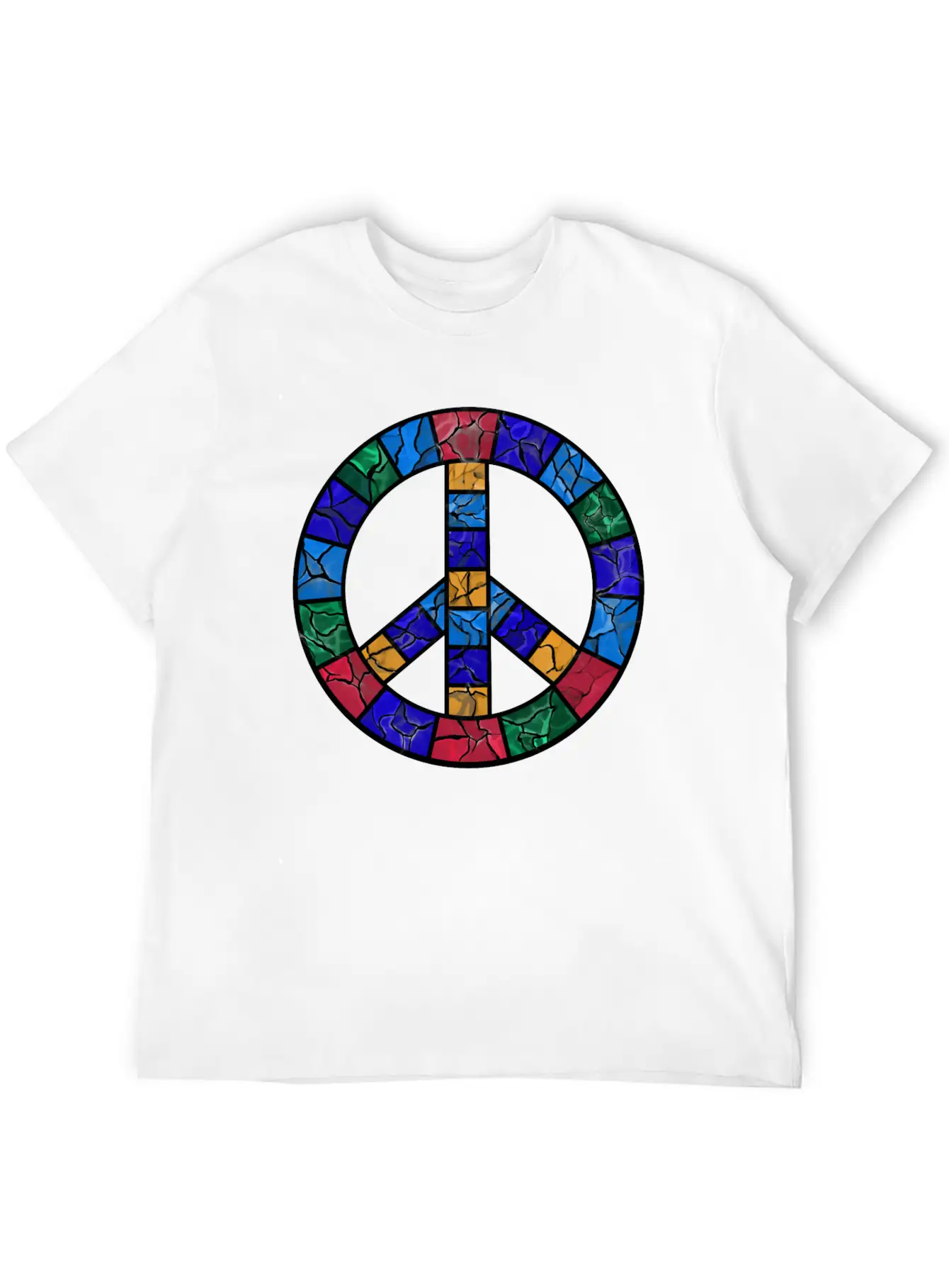 Stained Glass Peace Symbol Stylish Everyday T-Shirt – Unisex Basic Cotton Tee