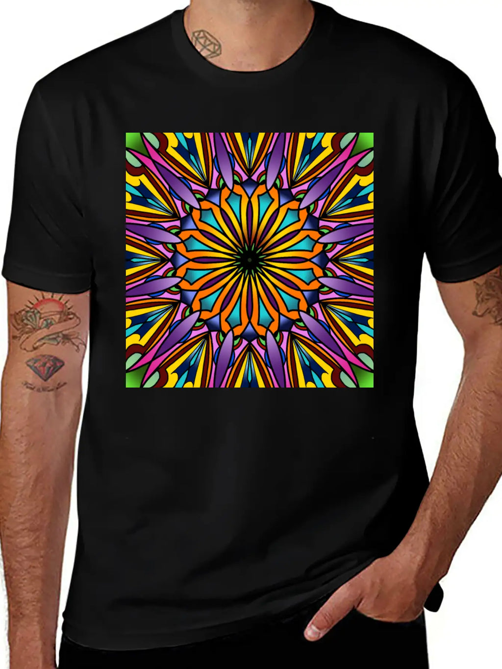Stained Glass - Purple Breathable Soft Cotton T-Shirt – Timeless Casual Look