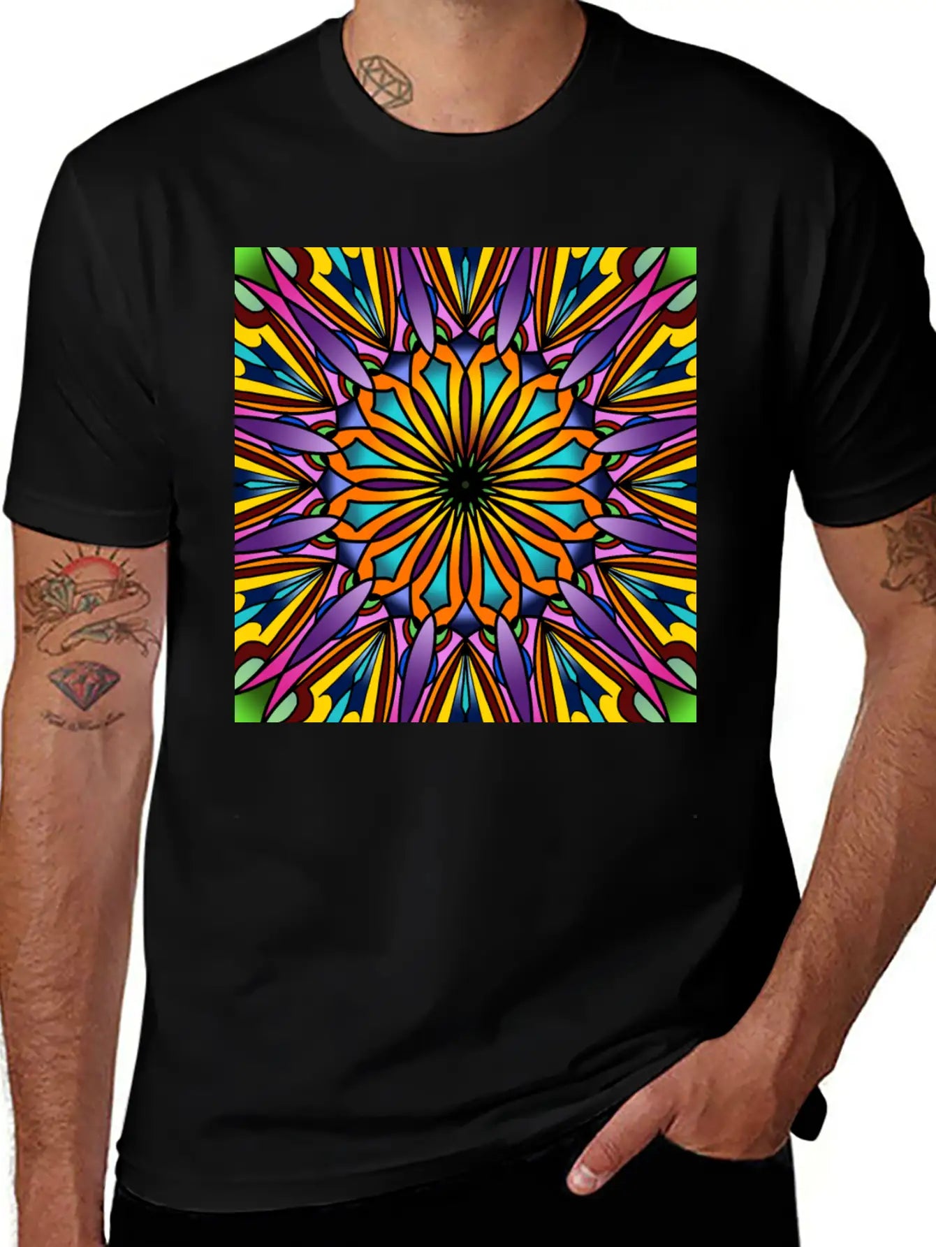 Stained Glass - Purple Breathable Soft Cotton T-Shirt – Timeless Casual Look