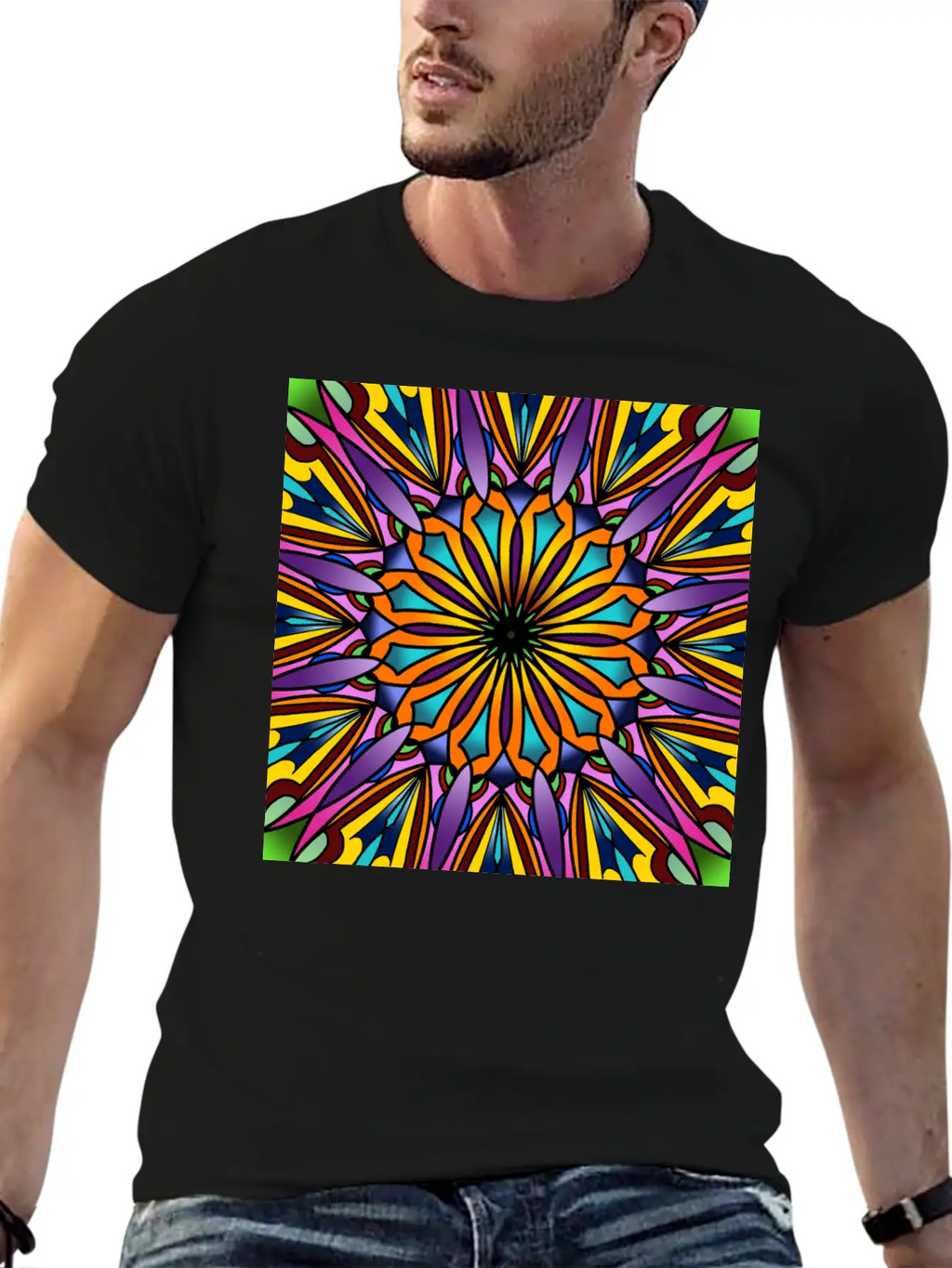 Stained Glass - Purple Breathable Soft Cotton T-Shirt – Timeless Casual Look
