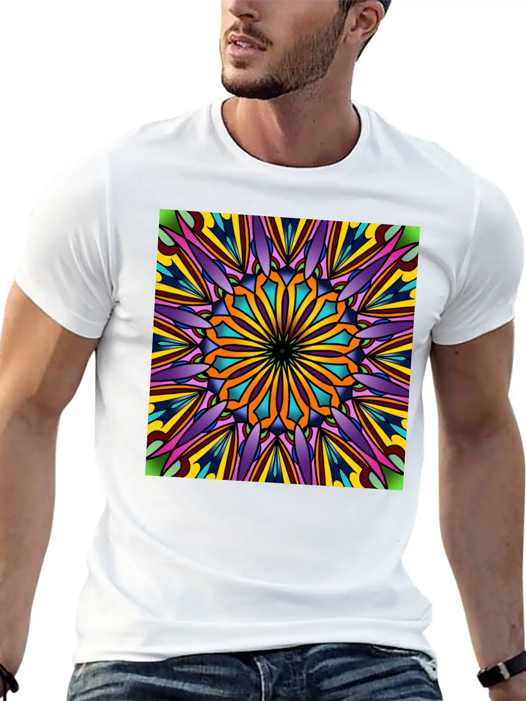Stained Glass - Purple Breathable Soft Cotton T-Shirt – Timeless Casual Look