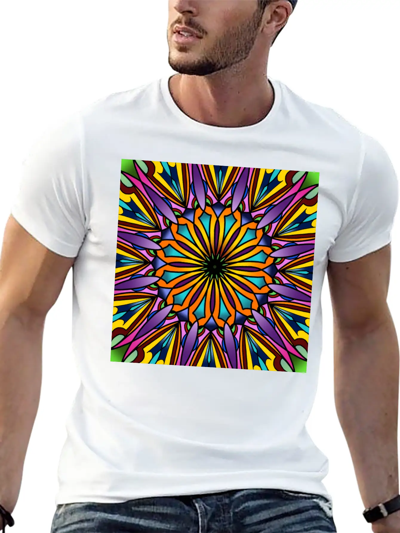 Stained Glass - Purple Breathable Soft Cotton T-Shirt – Timeless Casual Look
