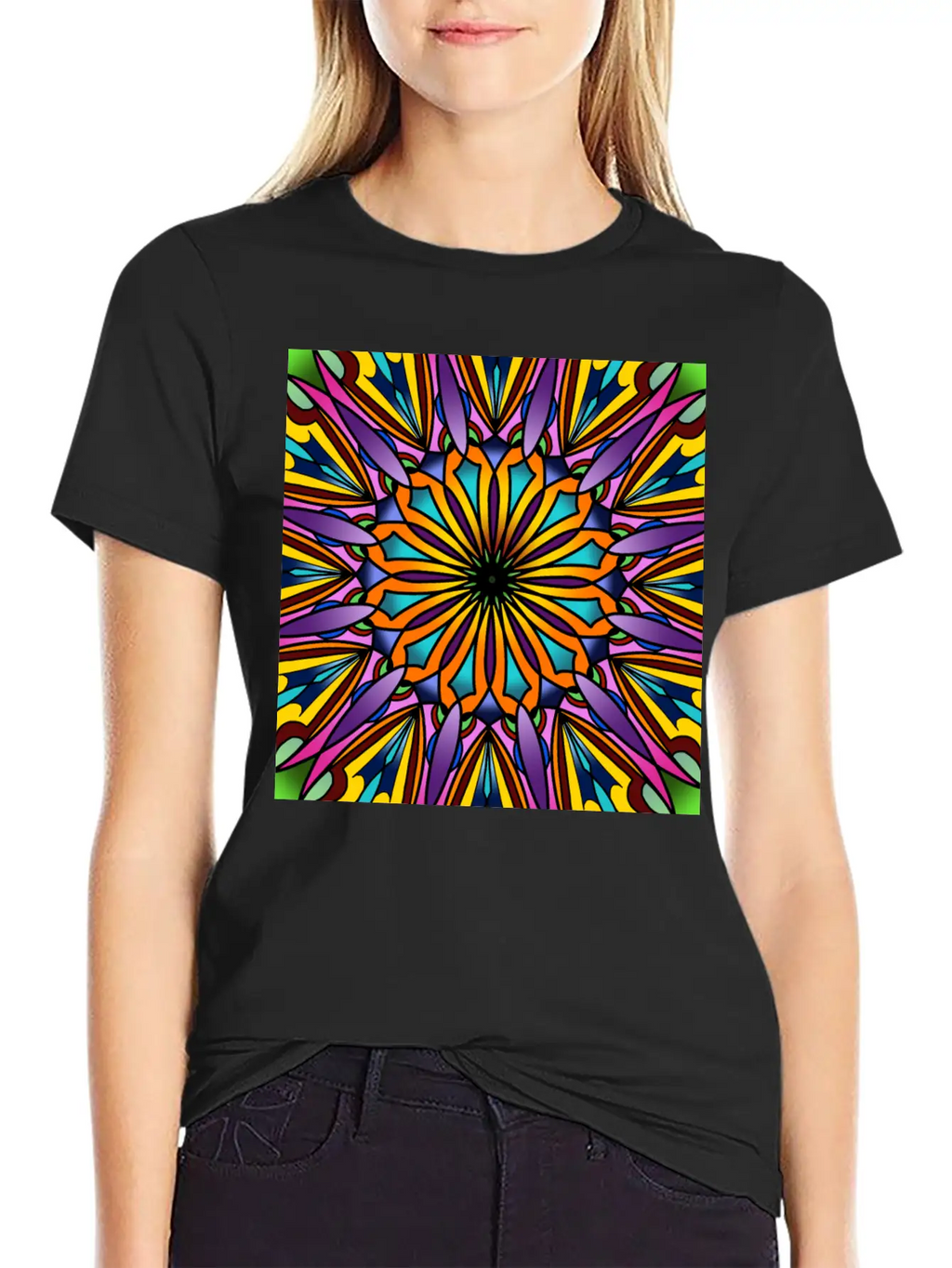 Stained Glass - Purple Breathable Soft Cotton T-Shirt – Timeless Casual Look