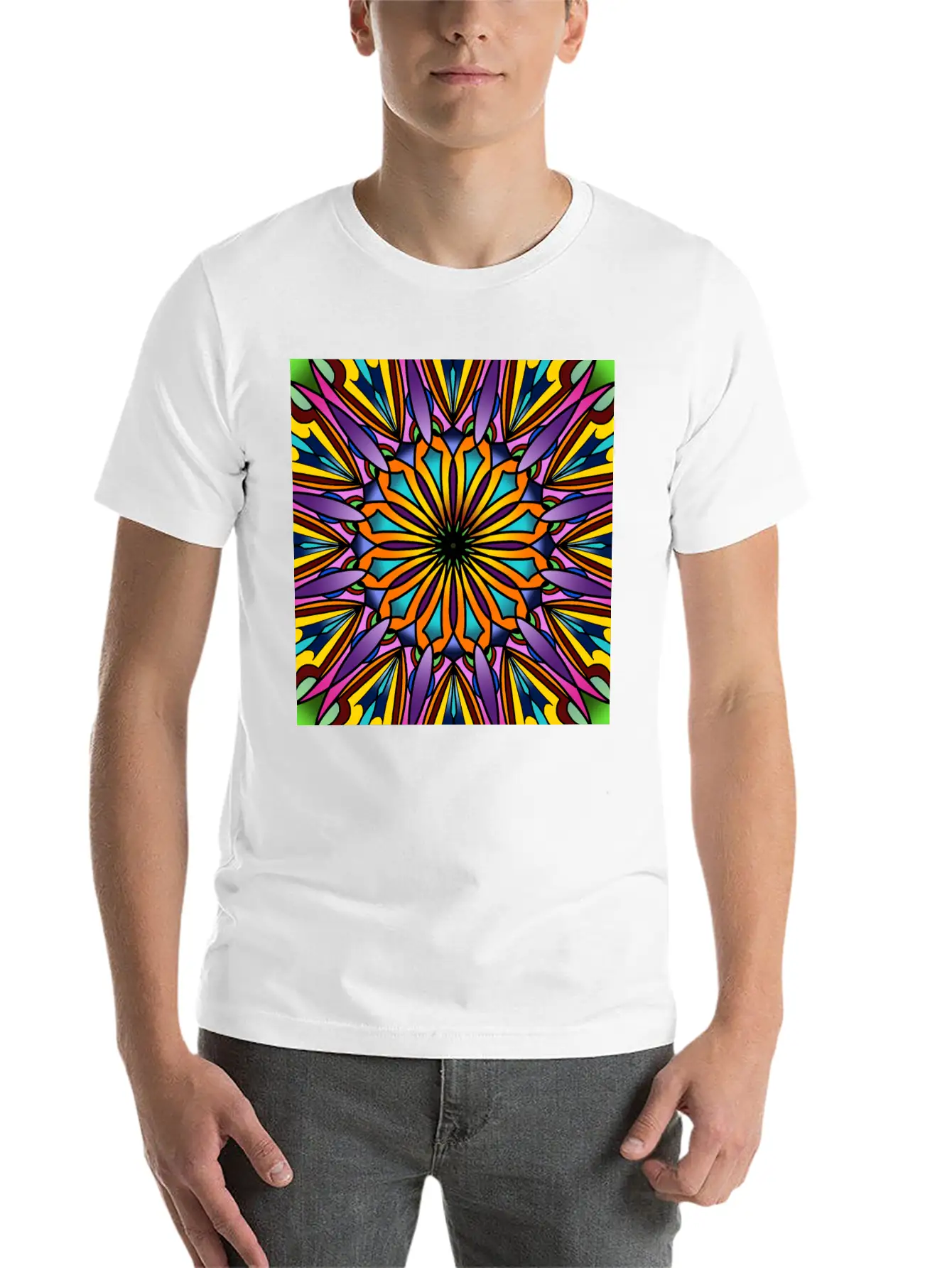 Stained Glass - Purple Breathable Soft Cotton T-Shirt – Timeless Casual Look