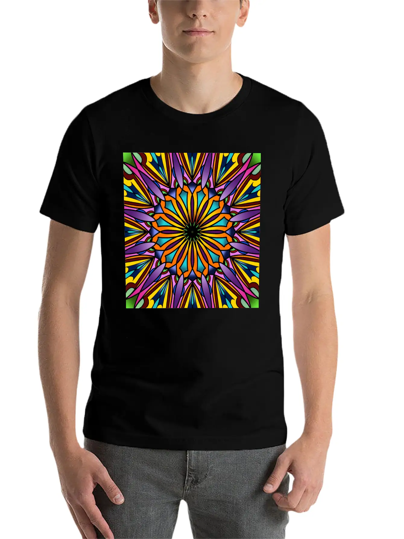 Stained Glass - Purple Breathable Soft Cotton T-Shirt – Timeless Casual Look