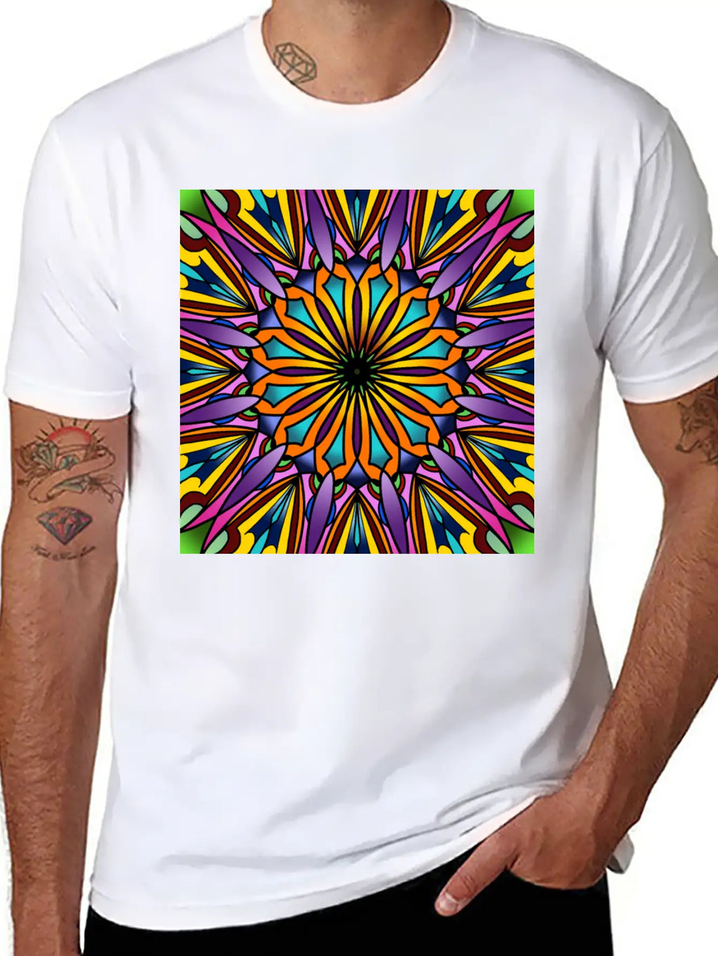 Stained Glass - Purple Breathable Soft Cotton T-Shirt – Timeless Casual Look