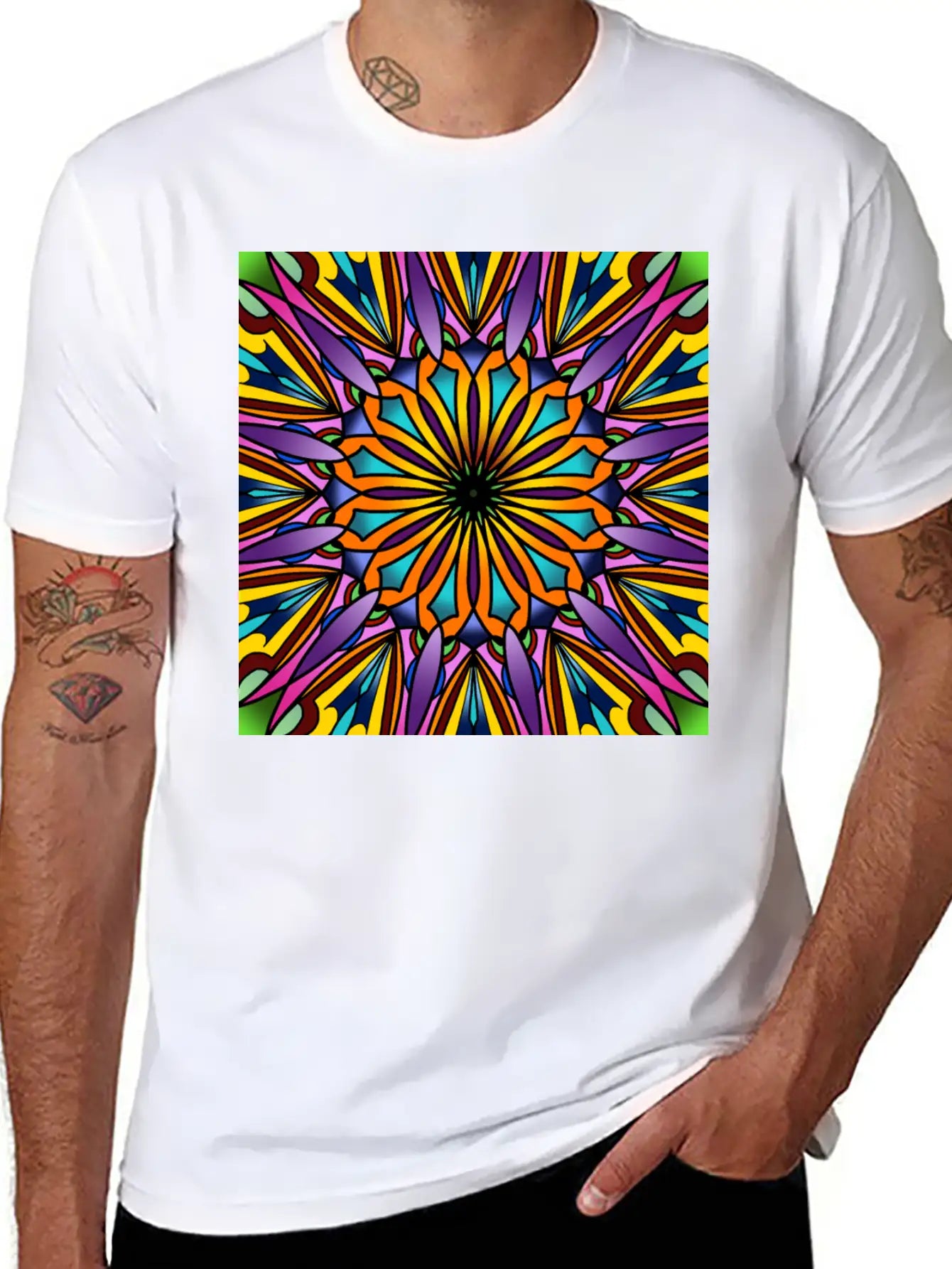 Stained Glass - Purple Breathable Soft Cotton T-Shirt – Timeless Casual Look