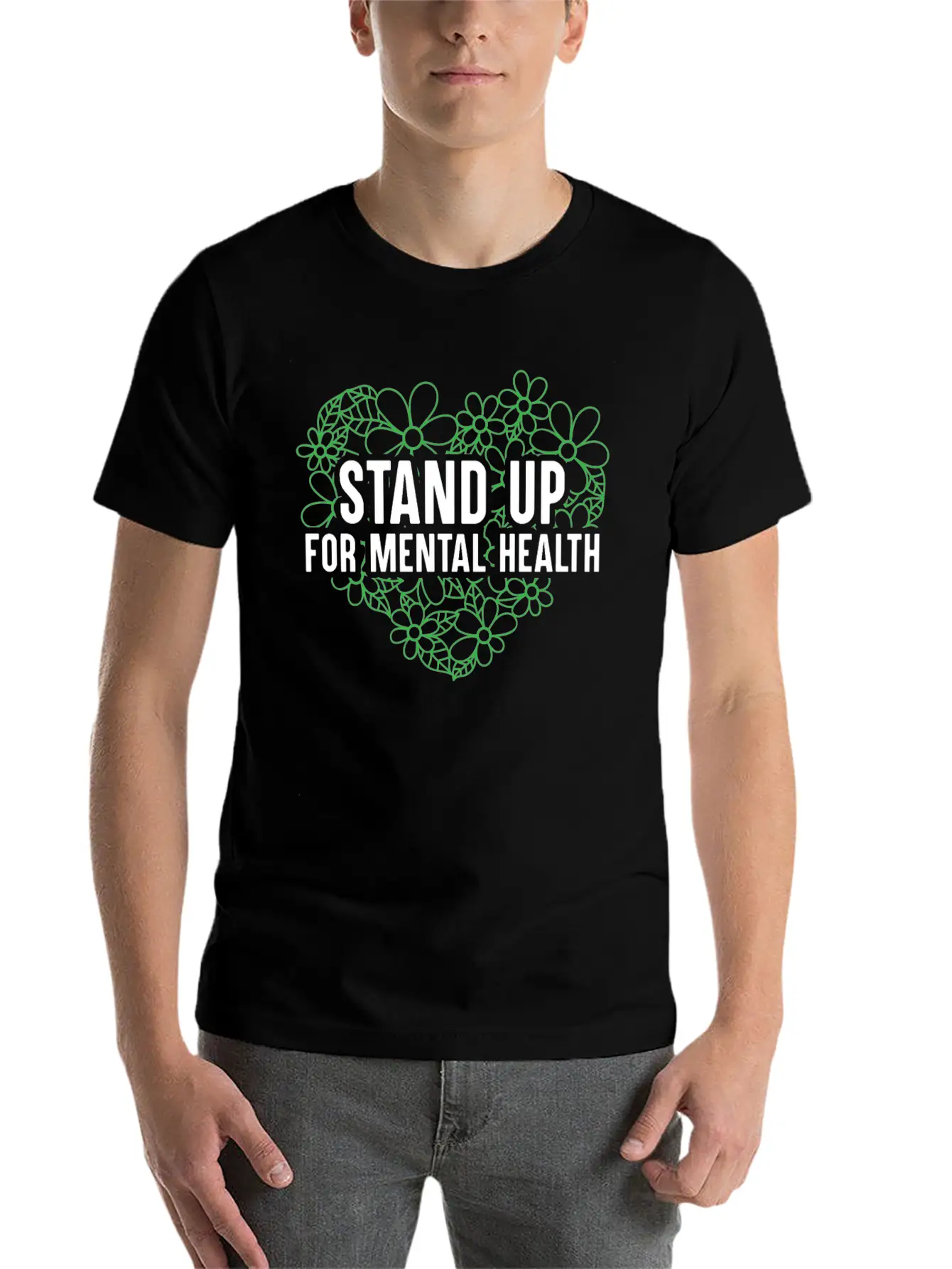 Stand Up For Mental Health Support End The Stigma Unisex Casual T-Shirt – Clean Design For Daily Comfort