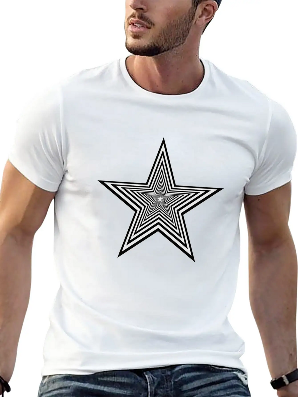 Star Black & White Unisex Casual T-Shirt – Clean Design For Daily Comfort
