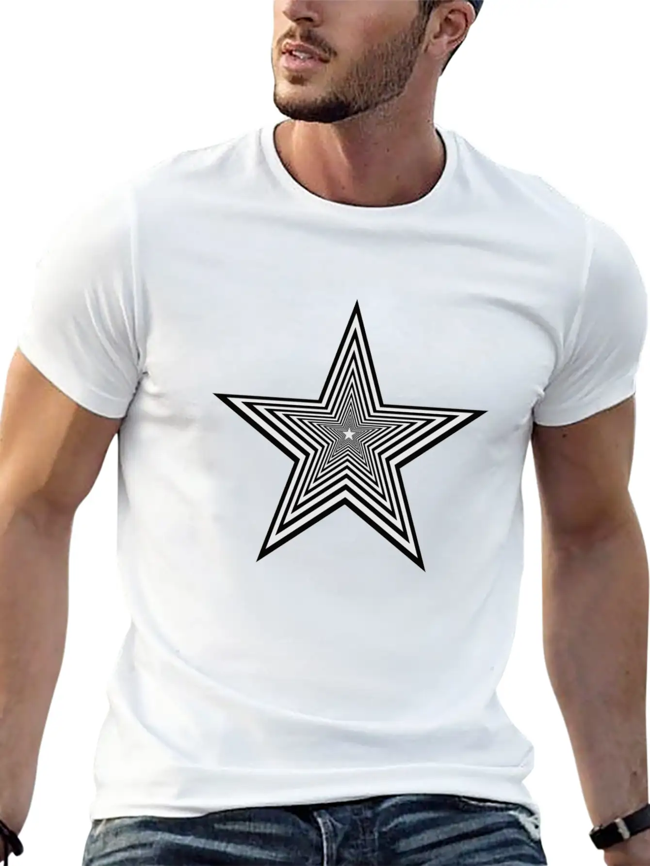 Star Black & White Unisex Casual T-Shirt – Clean Design For Daily Comfort
