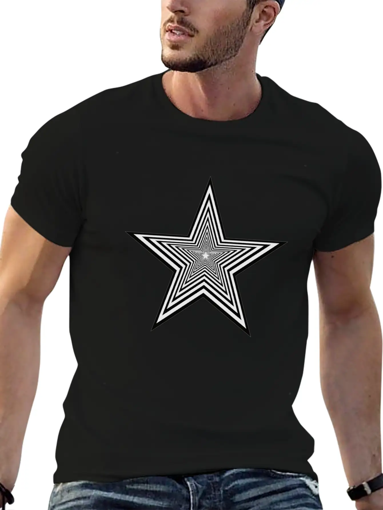 Star Black & White Unisex Casual T-Shirt – Clean Design For Daily Comfort