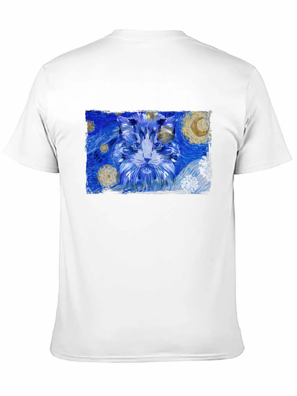 Starry Night Cat Casual Graphic T-Shirt – Simple And Comfortable Daily Wear