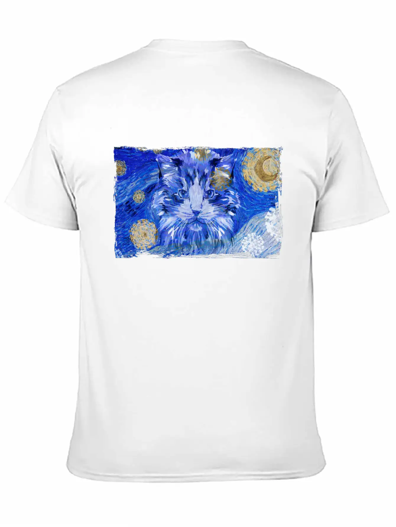 Starry Night Cat Casual Graphic T-Shirt – Simple And Comfortable Daily Wear