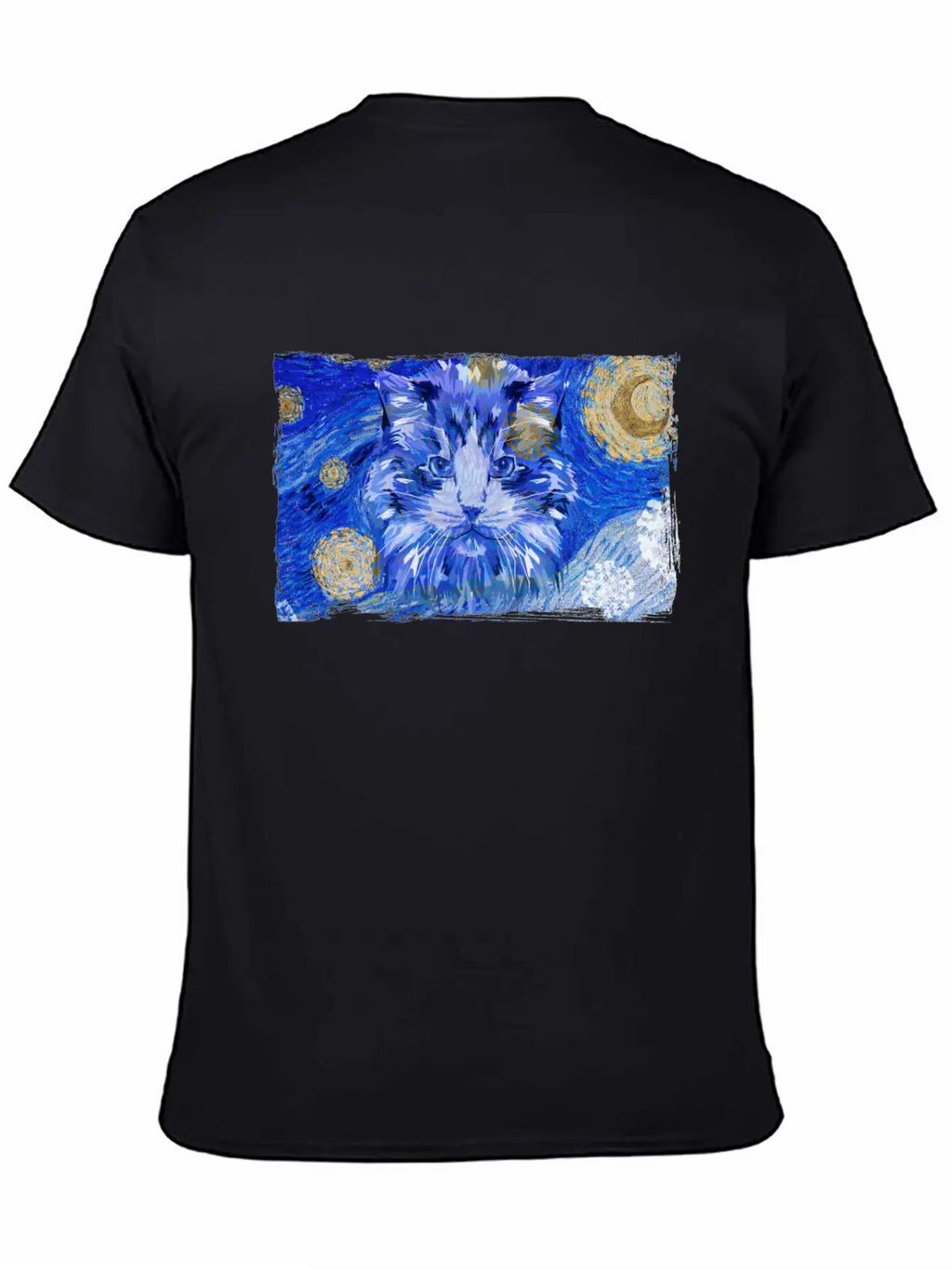 Starry Night Cat Casual Graphic T-Shirt – Simple And Comfortable Daily Wear