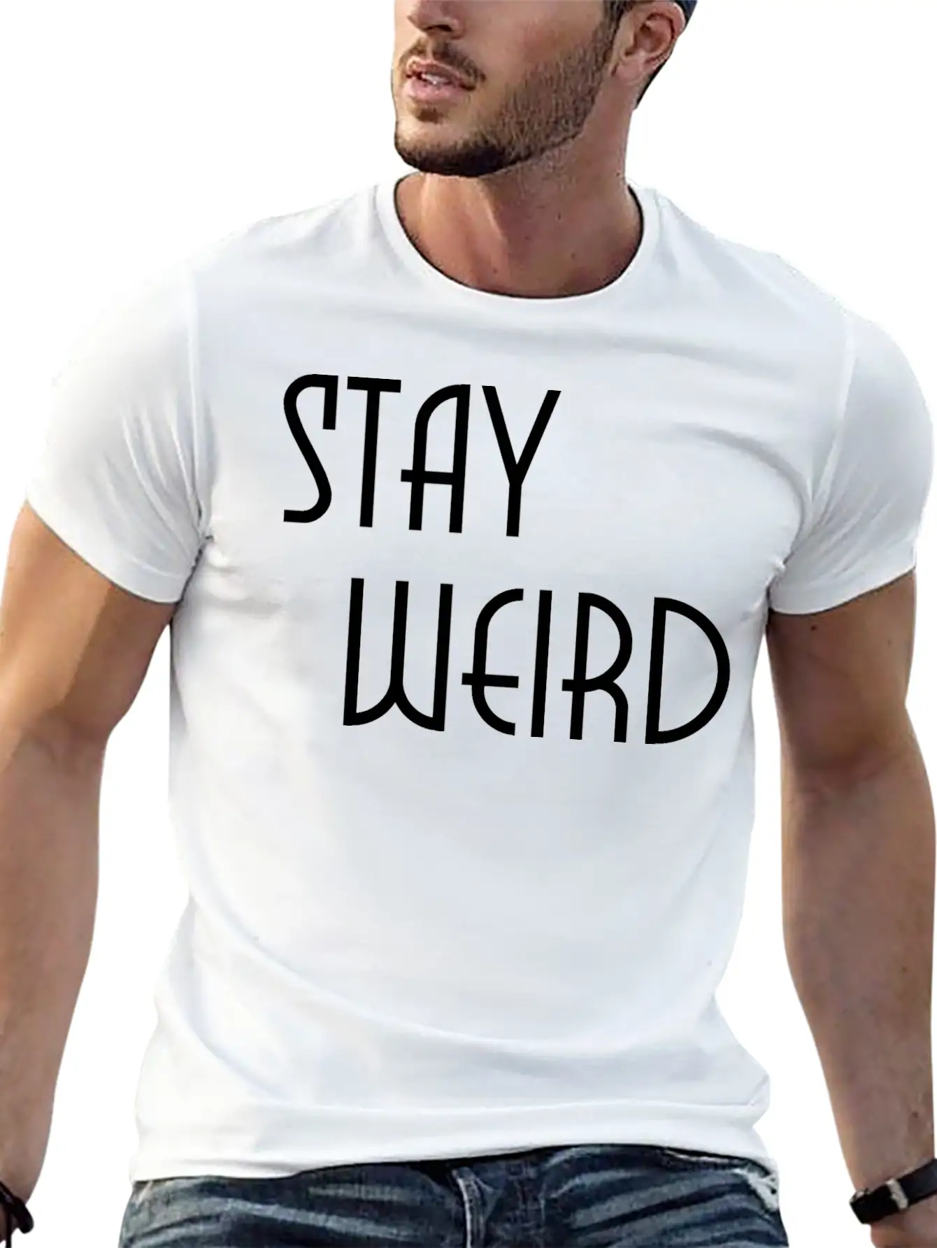Stay Weird Breathable Soft Cotton T-Shirt – Timeless Casual Look