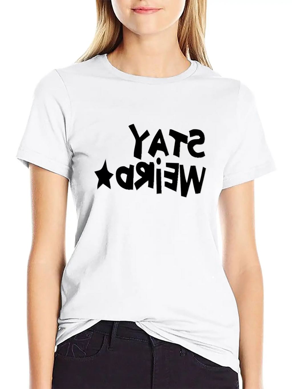 STAY WEIRD REVERSED Unisex Short Sleeve Soft Cotton T-Shirt – Casual Everyday Wear