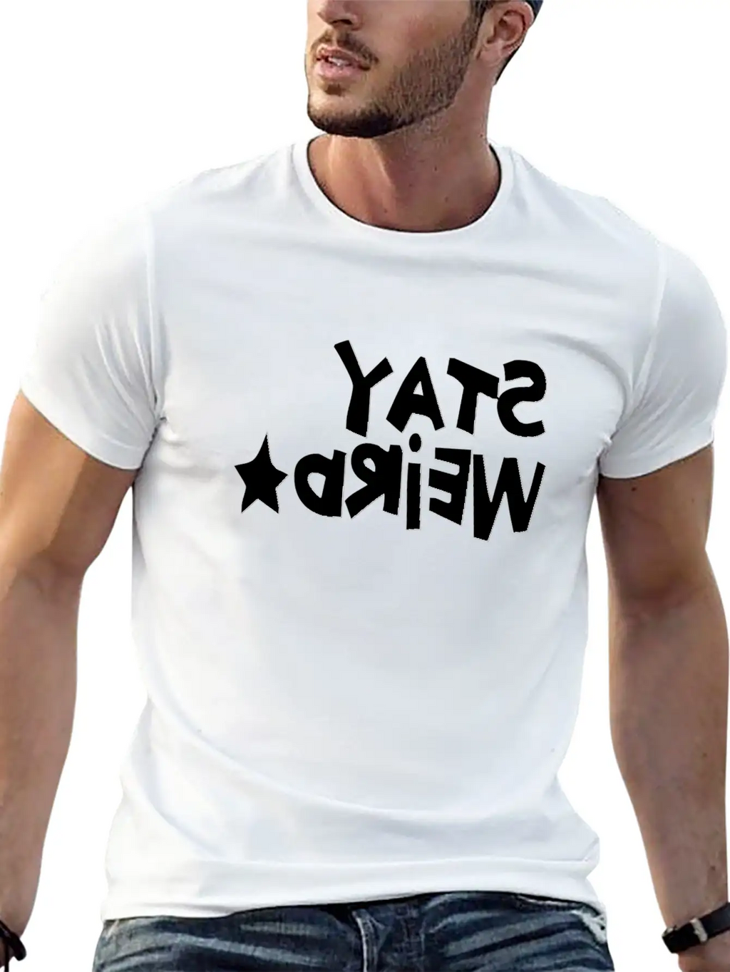 STAY WEIRD REVERSED Unisex Short Sleeve Soft Cotton T-Shirt – Casual Everyday Wear