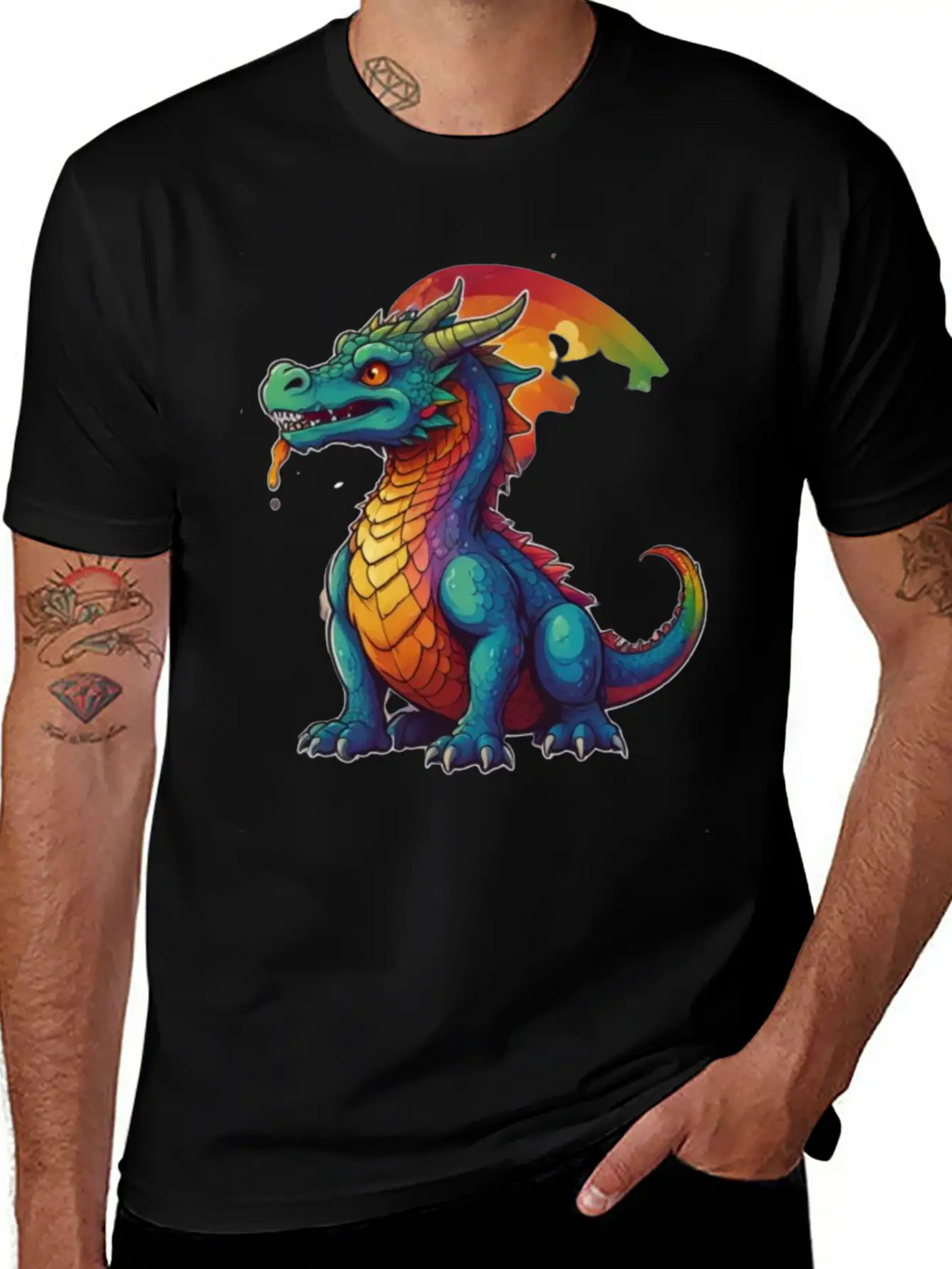 Sticker_illustration_of_a_whimsical_dragon Unisex Short Sleeve Soft Cotton T-Shirt – Casual Everyday Wear