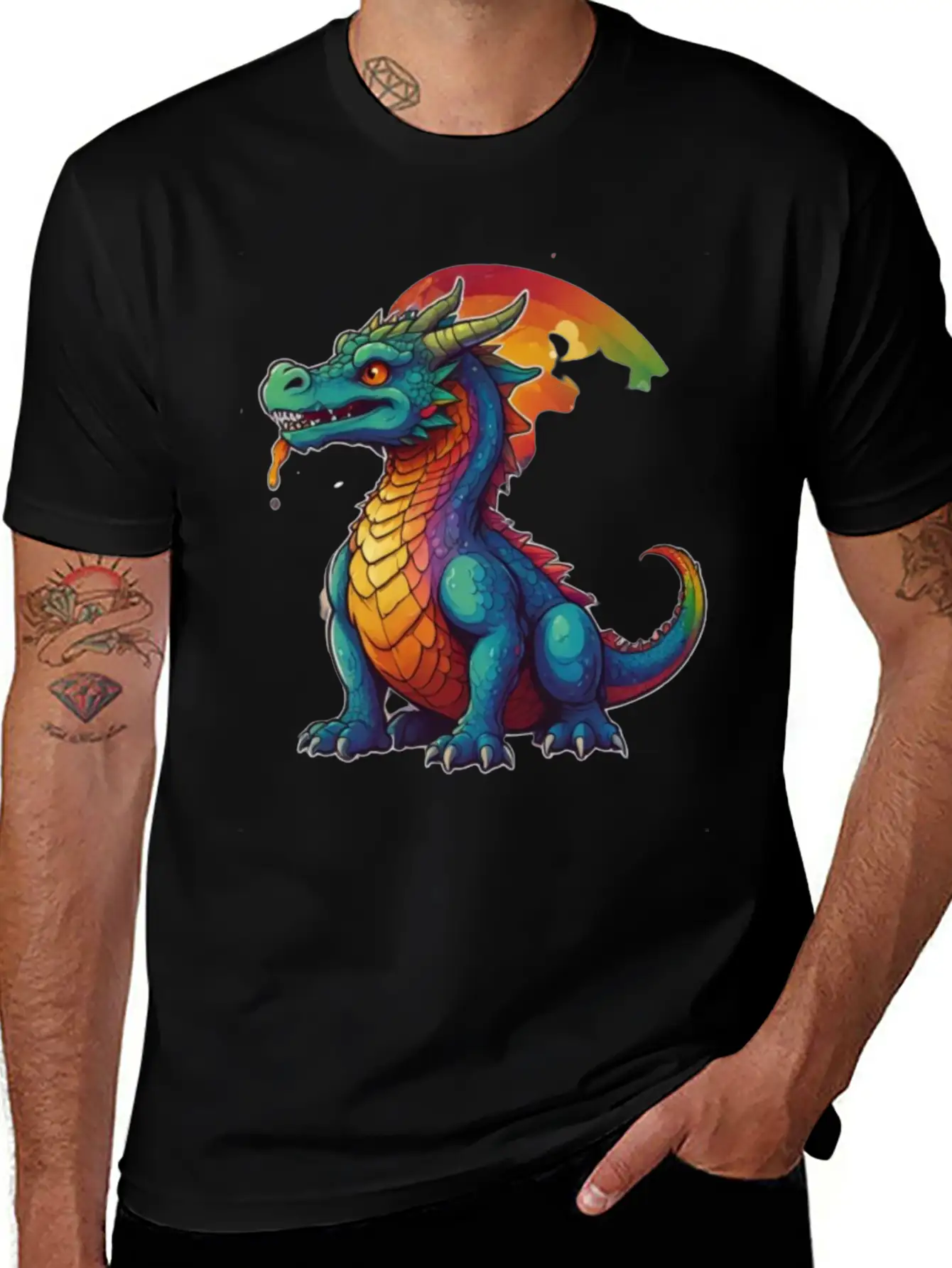 Sticker_illustration_of_a_whimsical_dragon Unisex Short Sleeve Soft Cotton T-Shirt – Casual Everyday Wear